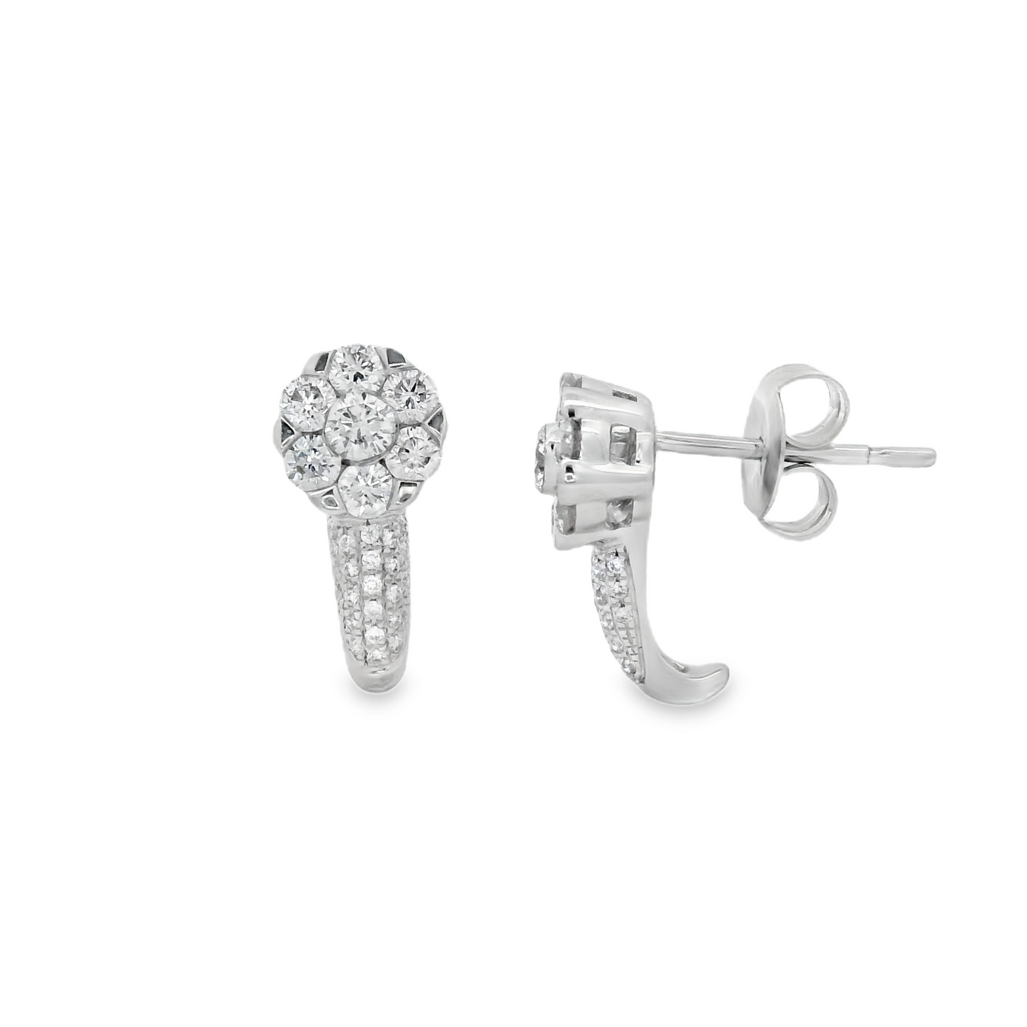 0.75ct Cluster Diamond Earrings in 14K Gold