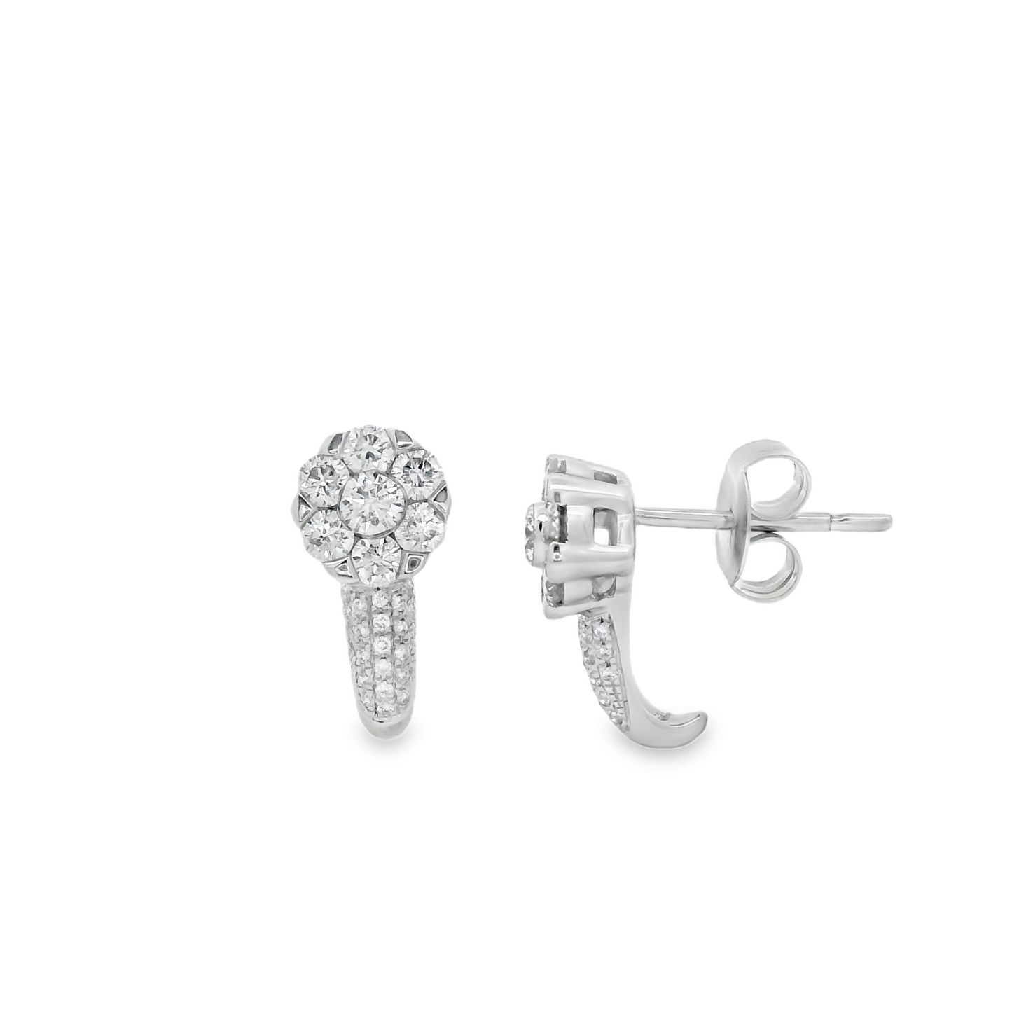 0.75ct Cluster Diamond Earrings in 14K Gold