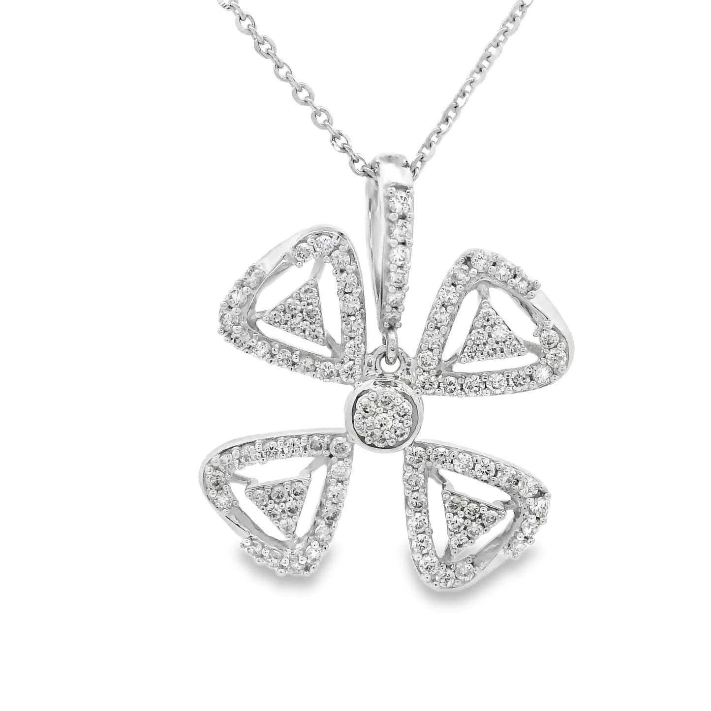 0.62ct Flower Diamond Pendant in 14K White Gold
