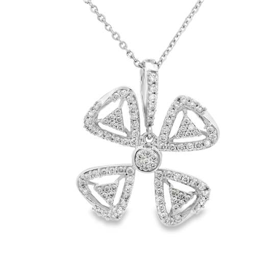 0.62ct Flower Diamond Pendant in 14K White Gold