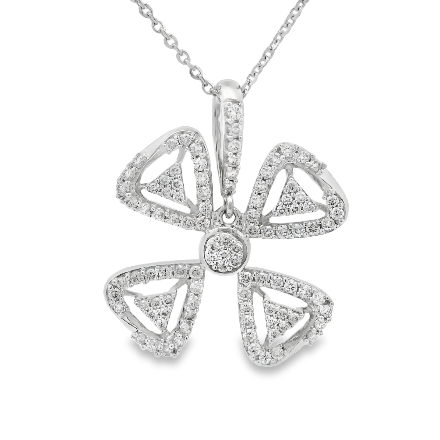 0.62ct Flower Diamond Pendant in 14K White Gold