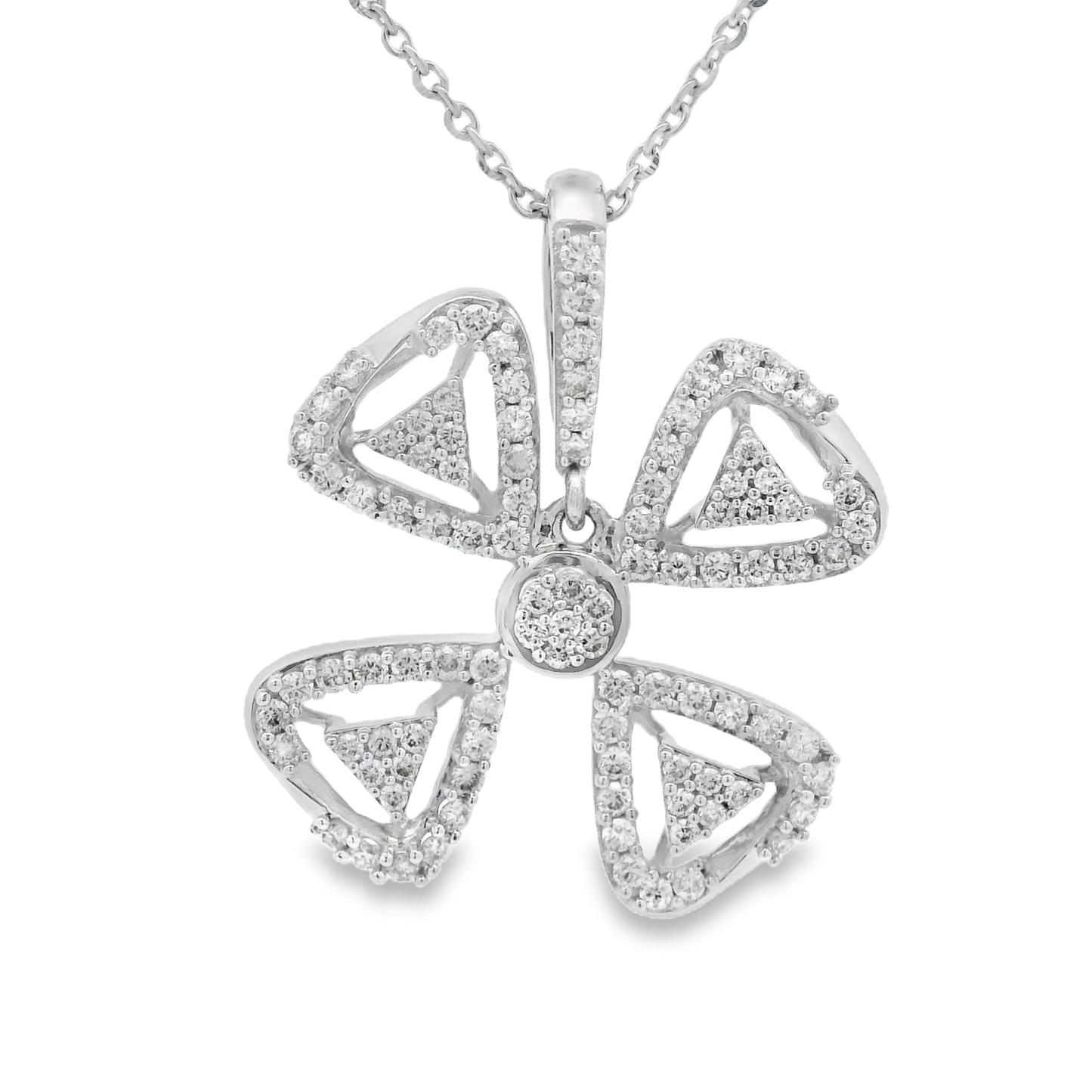 0.62ct Flower Diamond Pendant in 14K White Gold