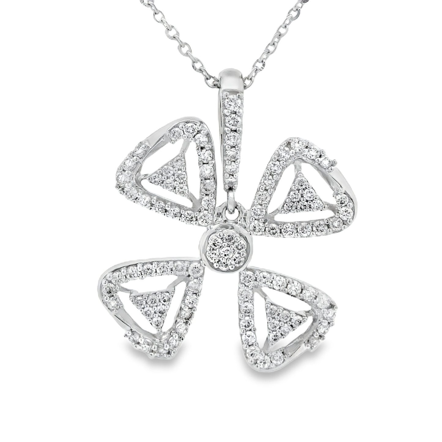 0.62ct Flower Diamond Pendant in 14K White Gold