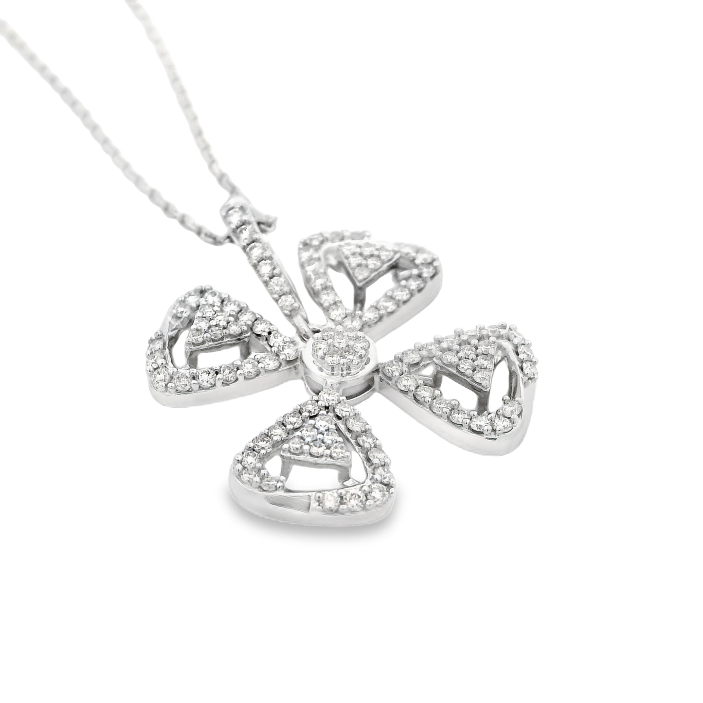 0.62ct Flower Diamond Pendant in 14K White Gold