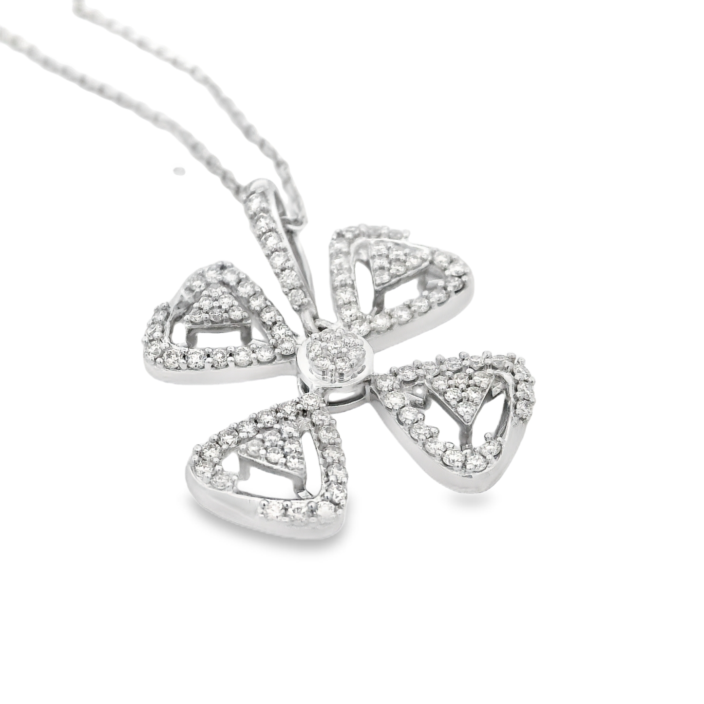 0.62ct Flower Diamond Pendant in 14K White Gold