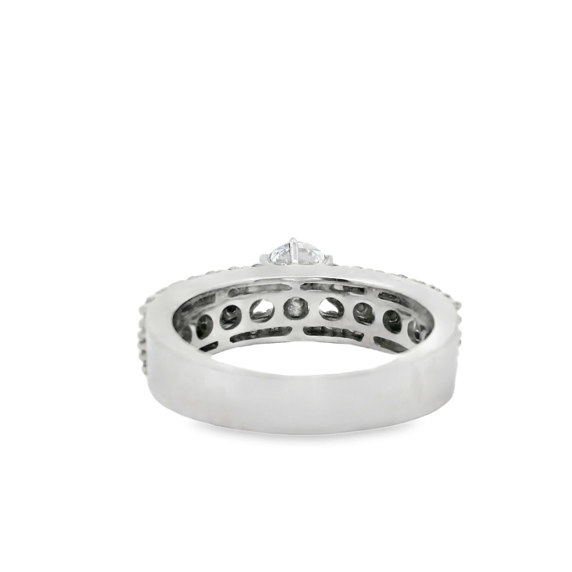 Brilliant Round-Cut Diamond Ring with three rows small diamonds (0.79 Carat)