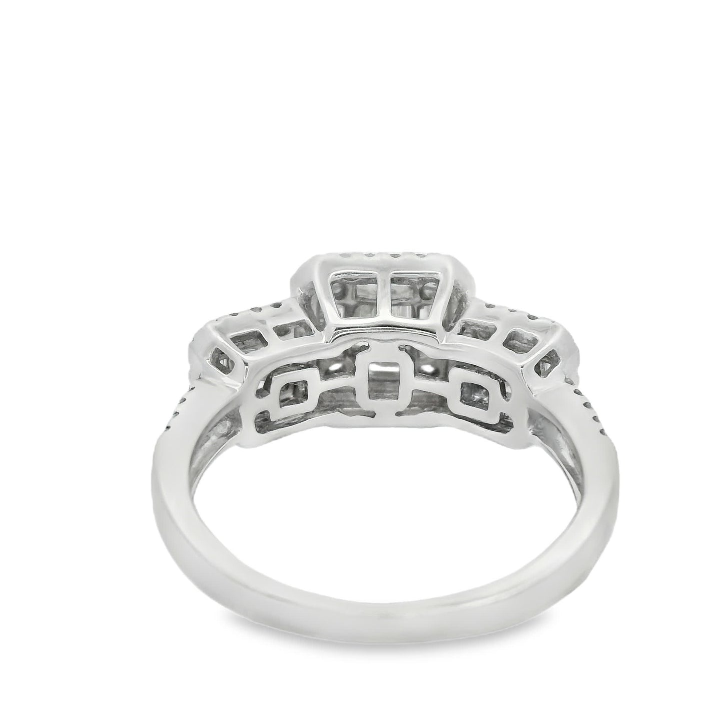 0.95Ct Round/Baguette Diamond 14K White Gold Ring