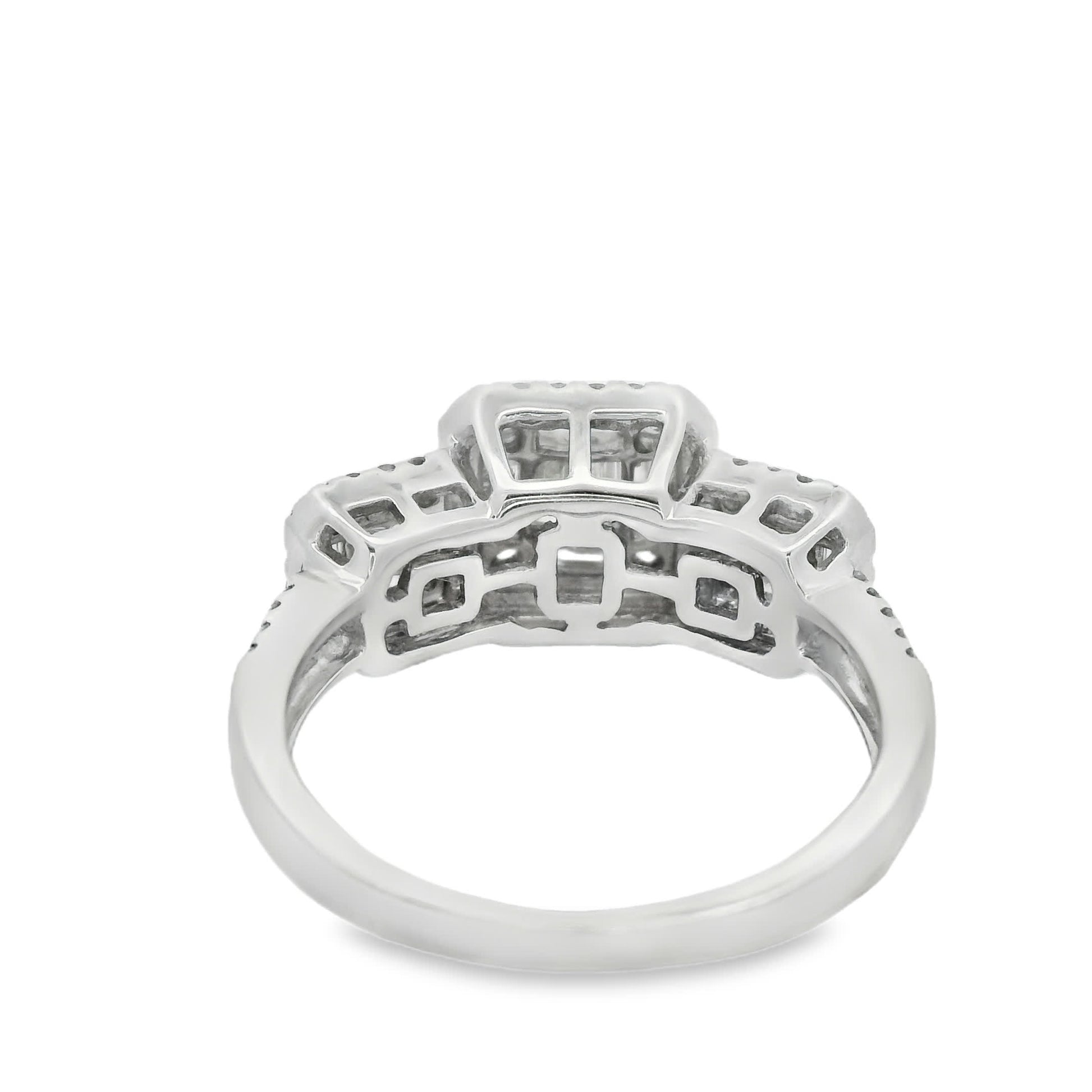 0.95Ct Round/Baguette Diamond 14K White Gold Ring