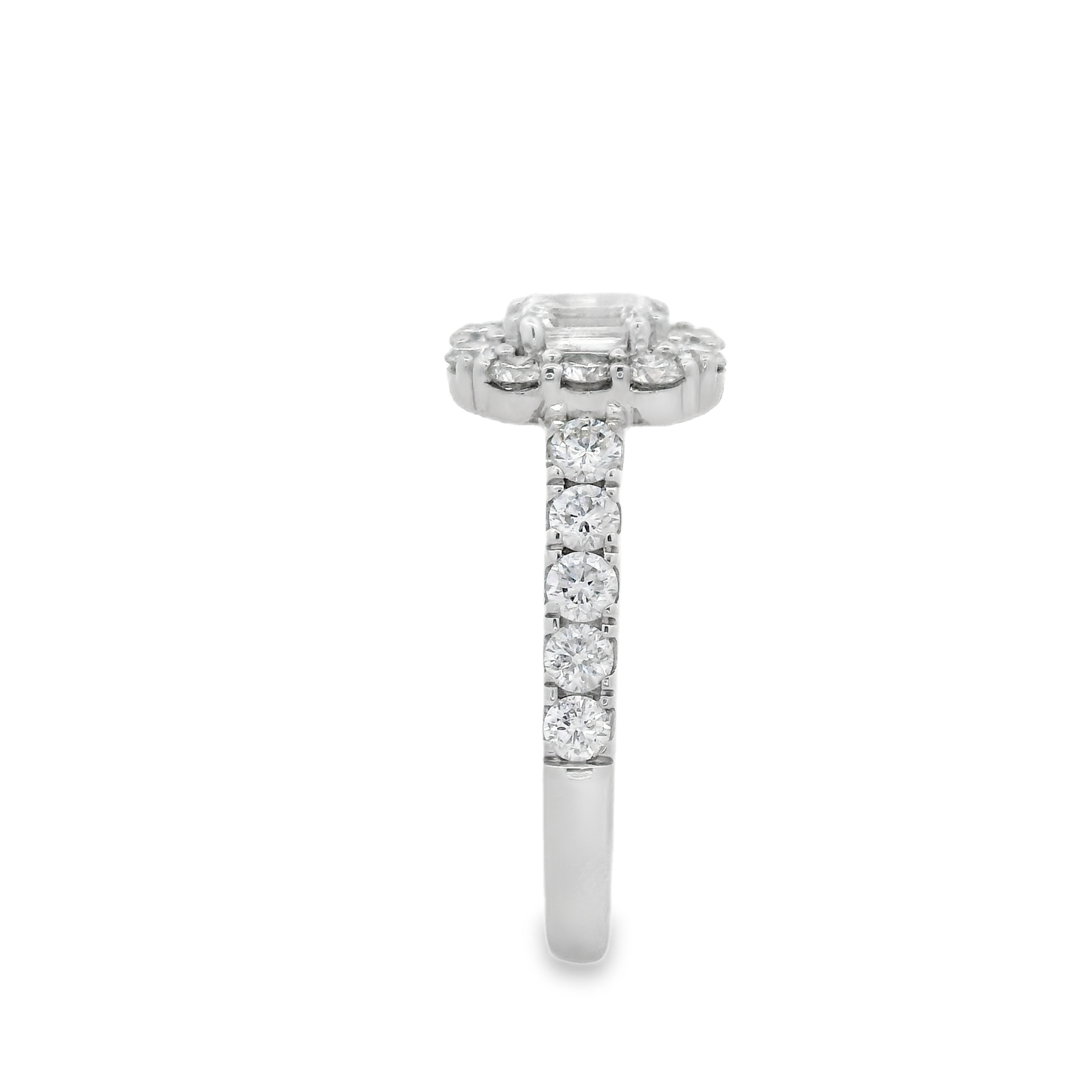 1.85ct Halo Emerald Engagement Ring in 18K Gold