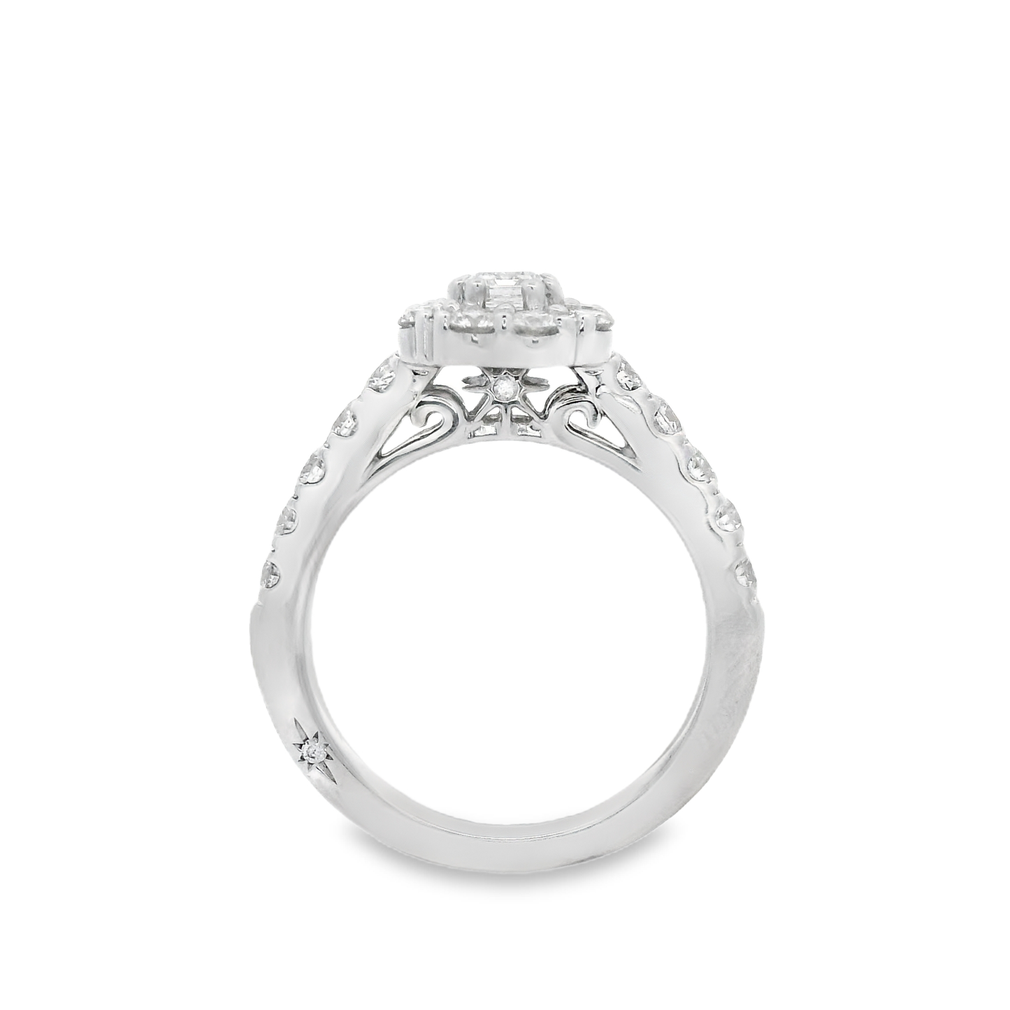 1.85ct Halo Emerald Engagement Ring in 18K Gold