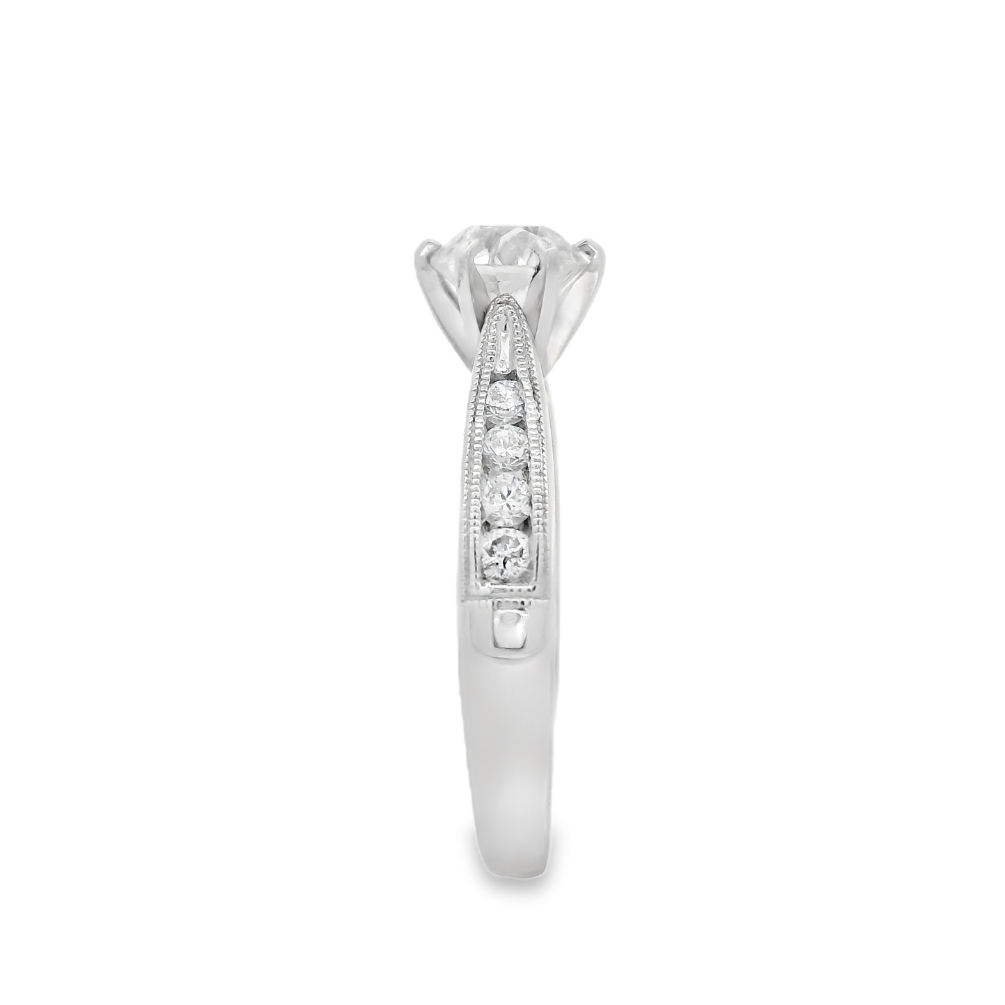 0.96ct Round-Cut Diamond Engagement Ring in 14K White Gold