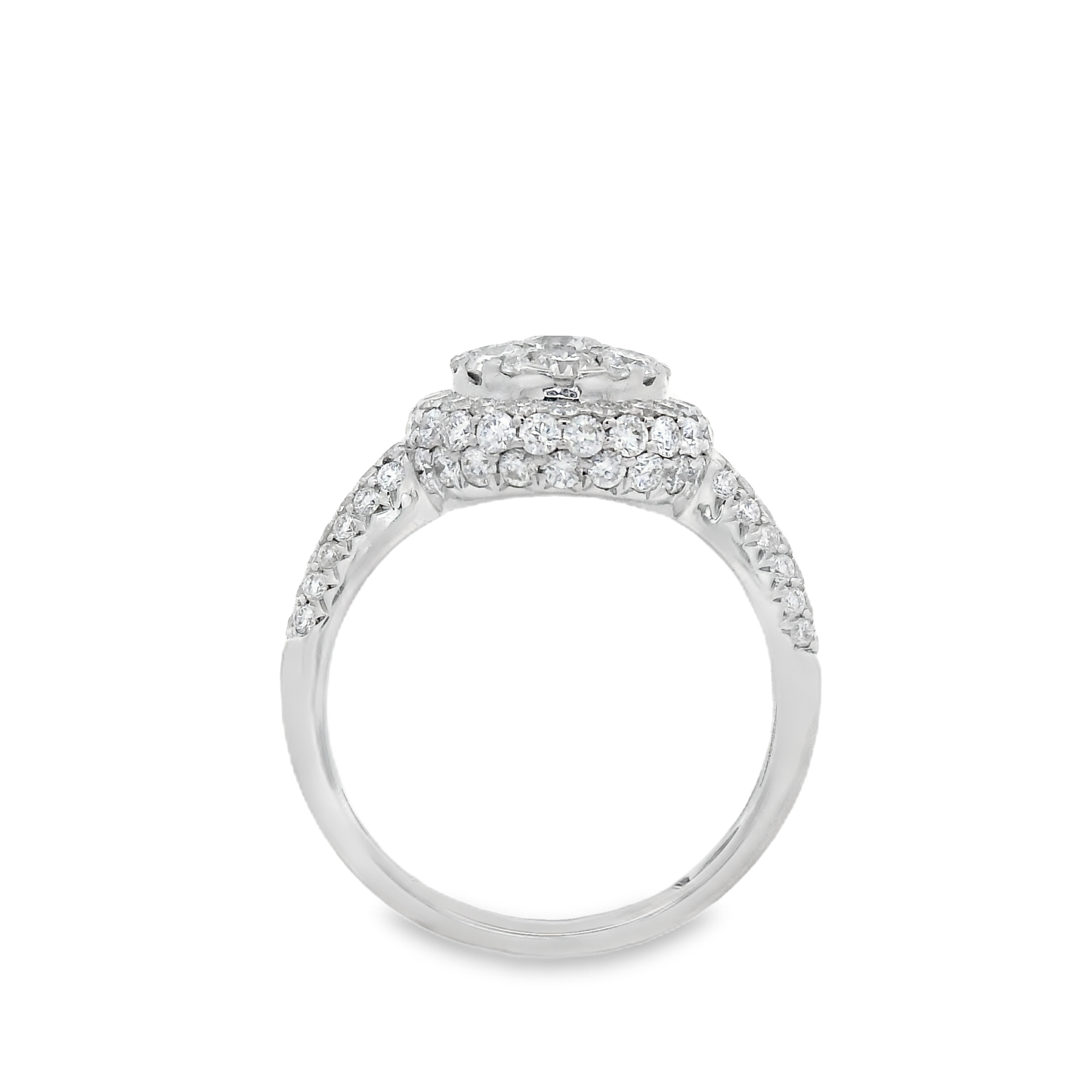 1.96ct Halo Diamond Engagement Ring in 18K White Gold