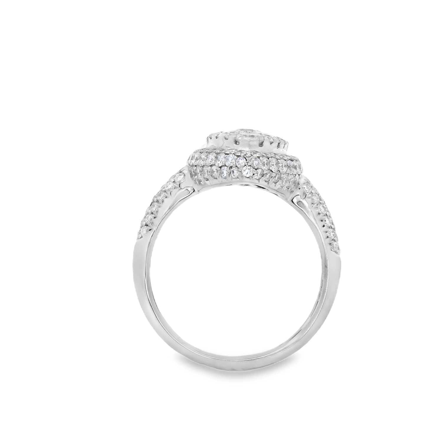 1.96ct Halo Diamond Engagement Ring in 18K White Gold
