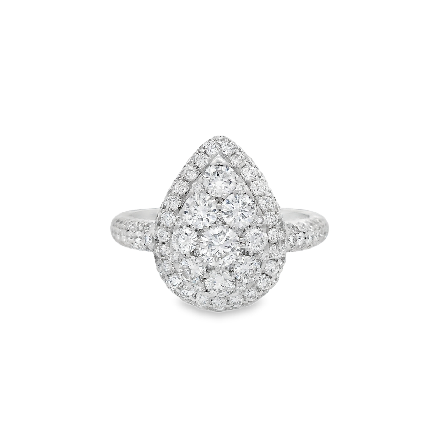 1.96ct Halo Diamond Engagement Ring in 18K White Gold