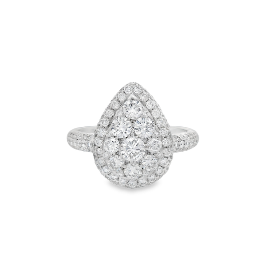 1.96ct Halo Diamond Engagement Ring in 18K White Gold
