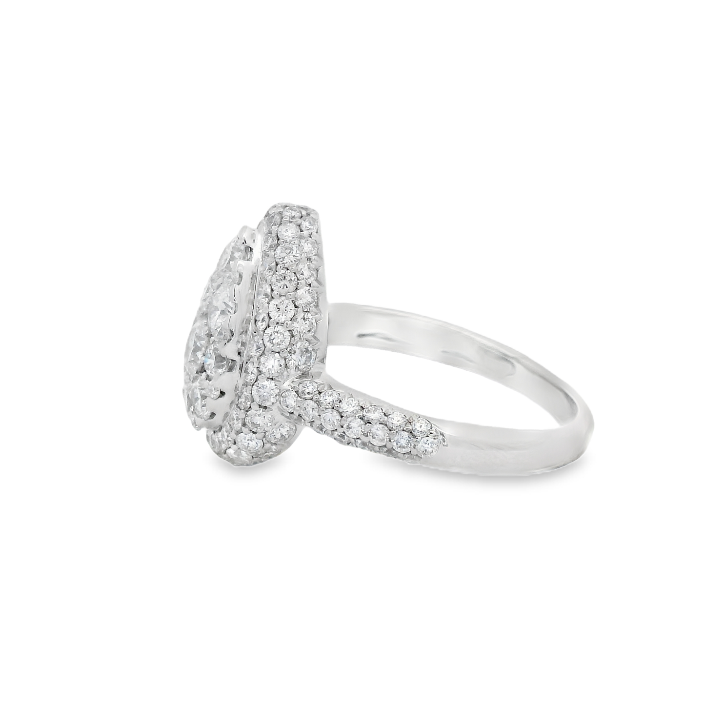 1.96ct Halo Diamond Engagement Ring in 18K White Gold
