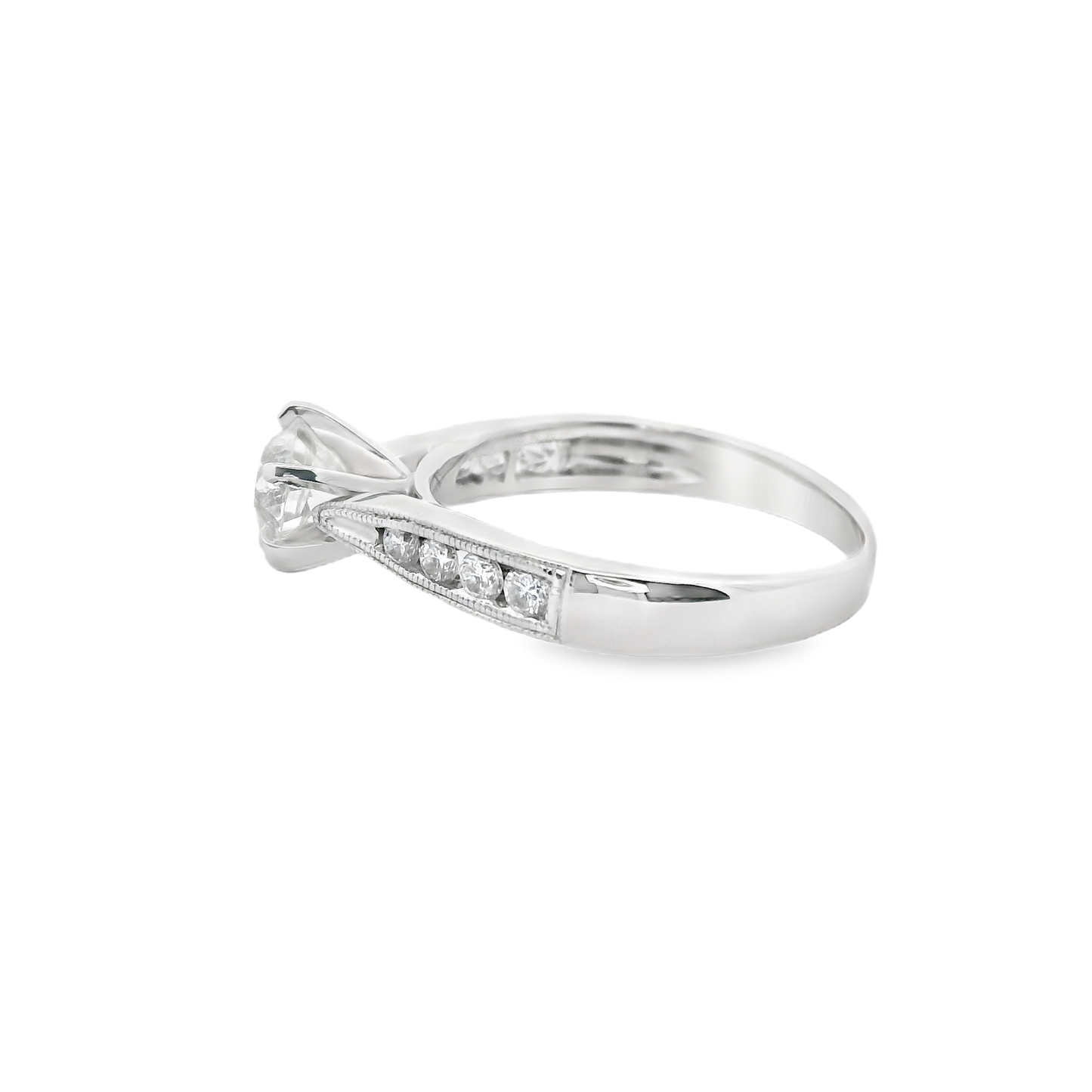 0.96ct Round-Cut Diamond Engagement Ring in 14K White Gold