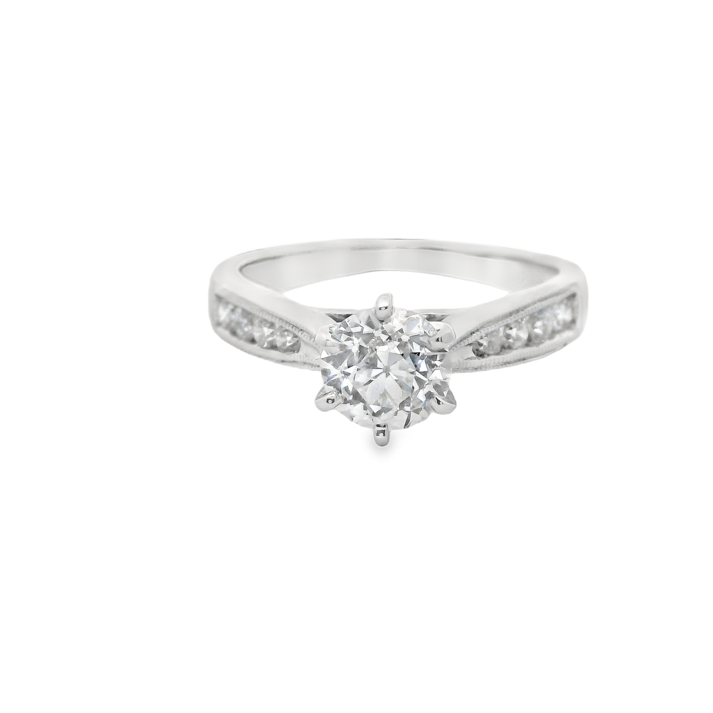 0.96ct Round-Cut Diamond Engagement Ring in 14K White Gold