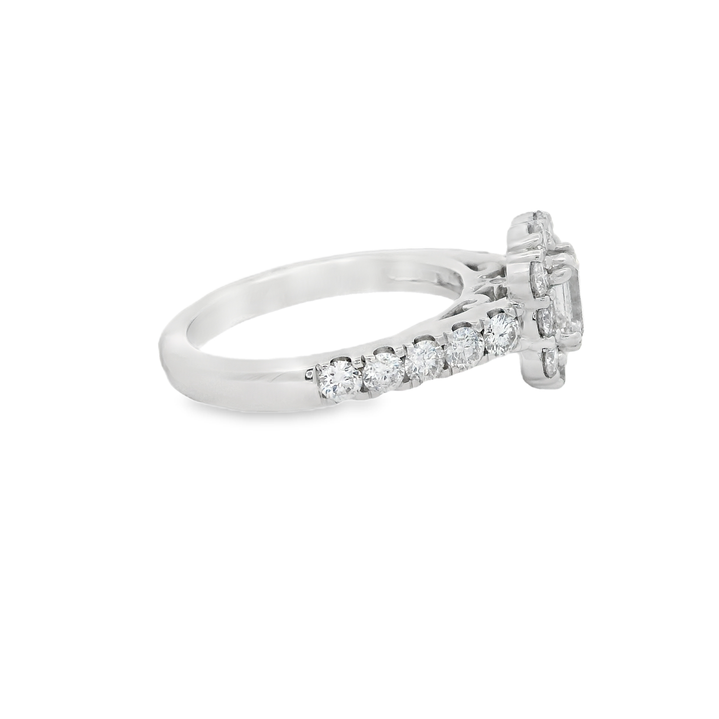 1.85ct Halo Emerald Engagement Ring in 18K Gold