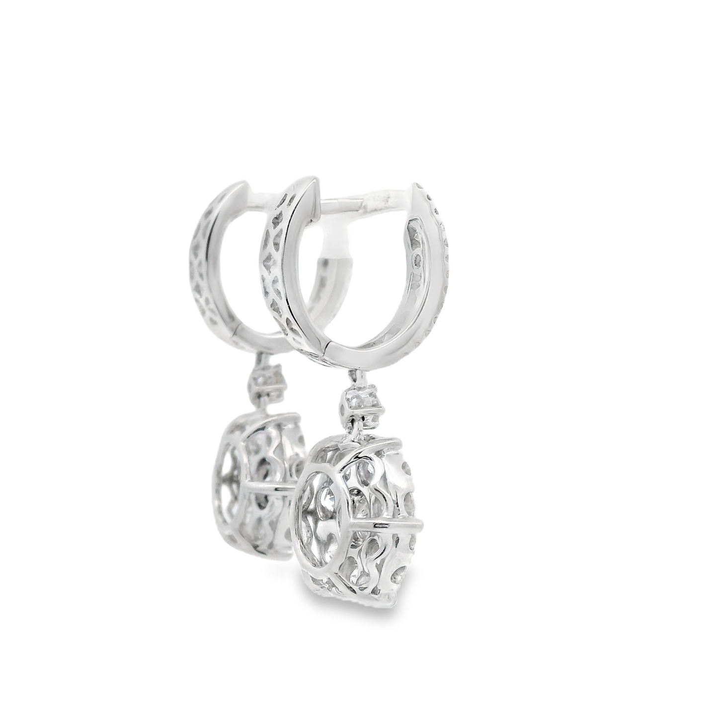 2.63ct Diamond Drop Earrings in 14K White Gold