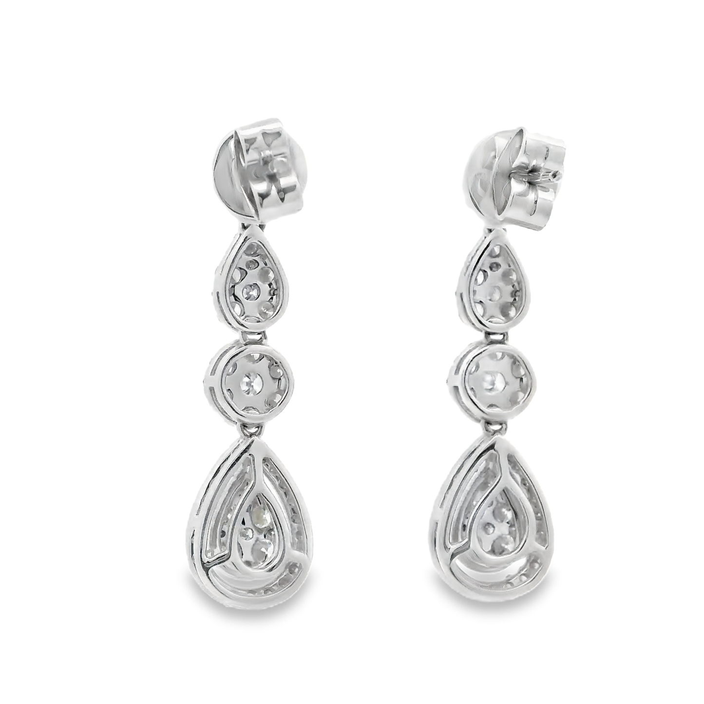 2.52ct Cluster Diamond Drop Earrings in 14K White Gold