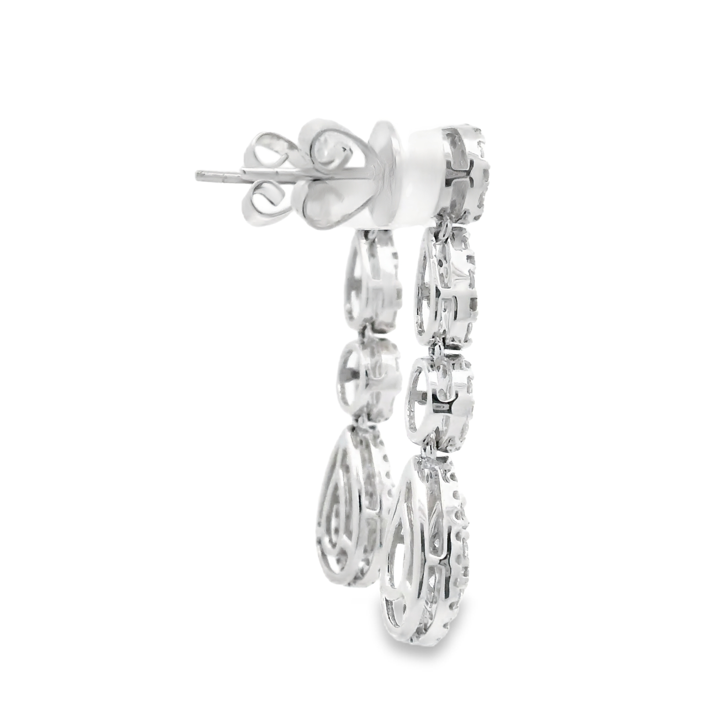 2.52ct Cluster Diamond Drop Earrings in 14K White Gold