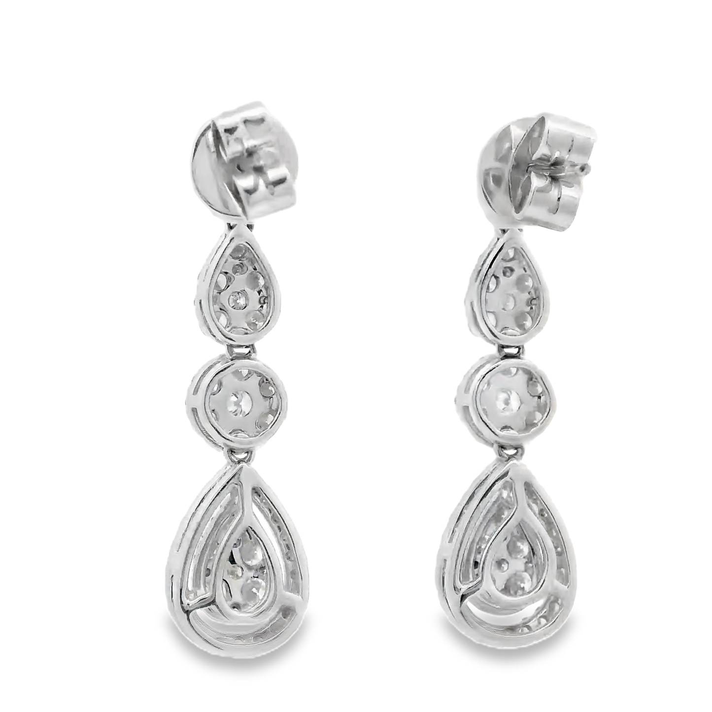 2.52ct Cluster Diamond Drop Earrings in 14K White Gold