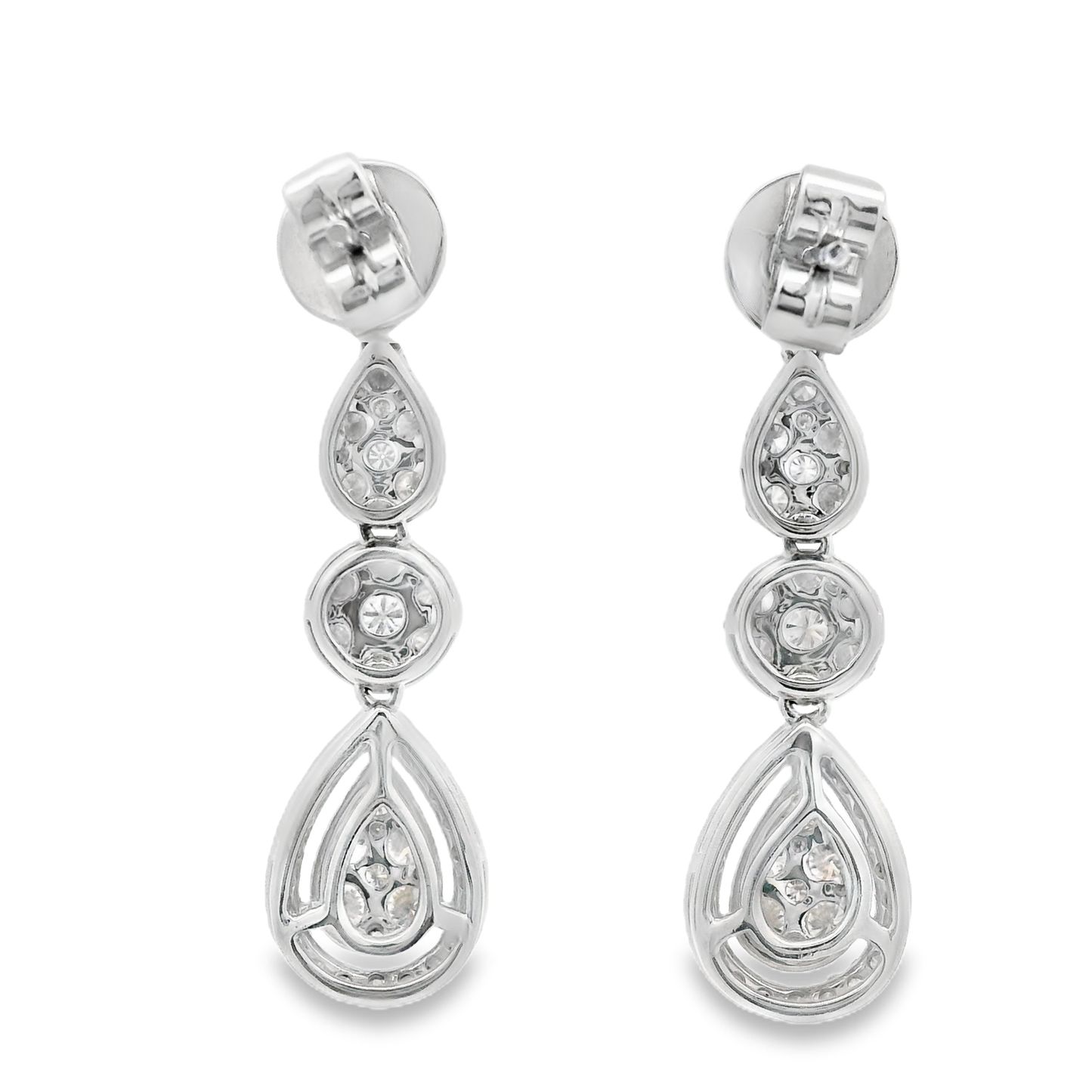 2.52ct Cluster Diamond Drop Earrings in 14K White Gold