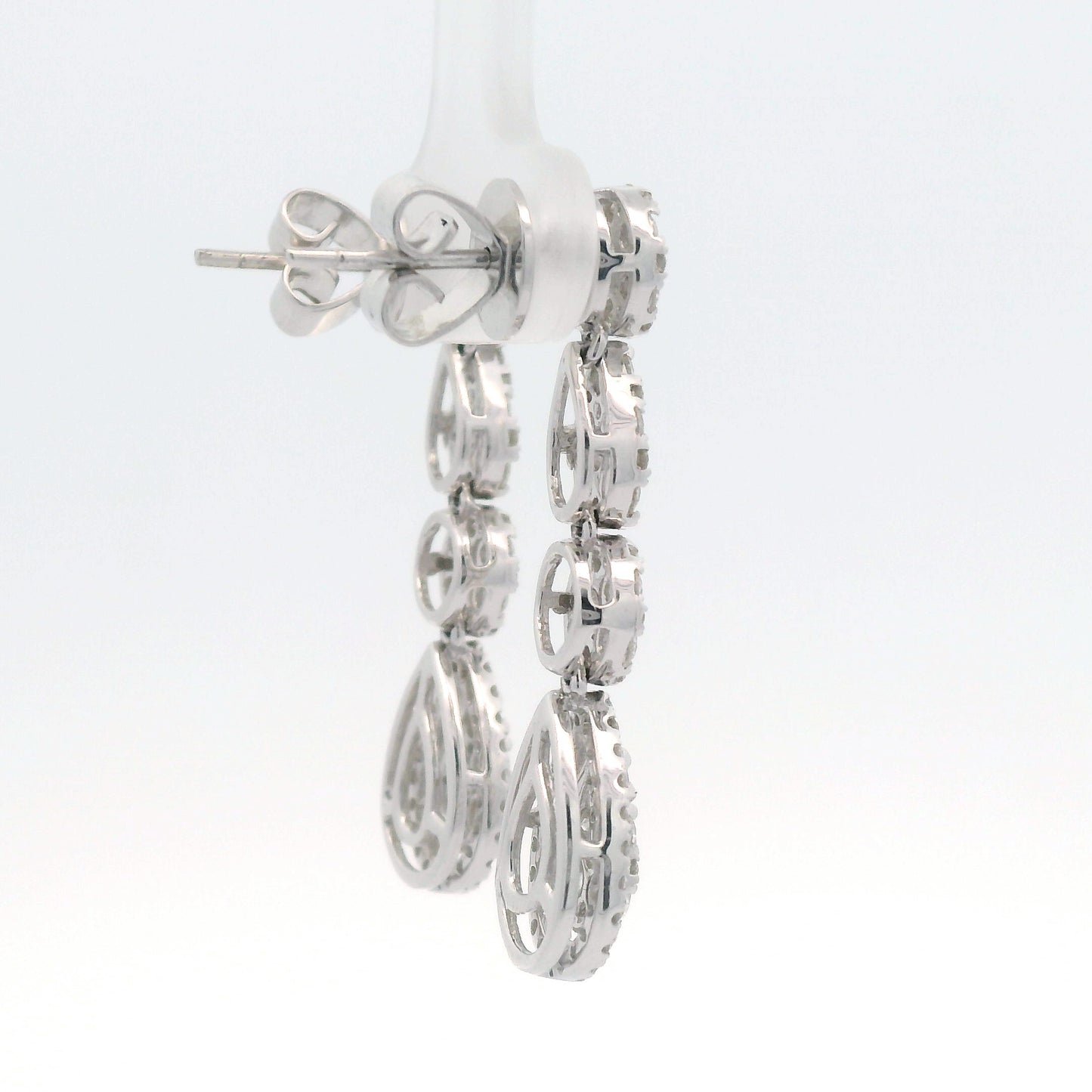 2.52ct Cluster Diamond Drop Earrings in 14K White Gold