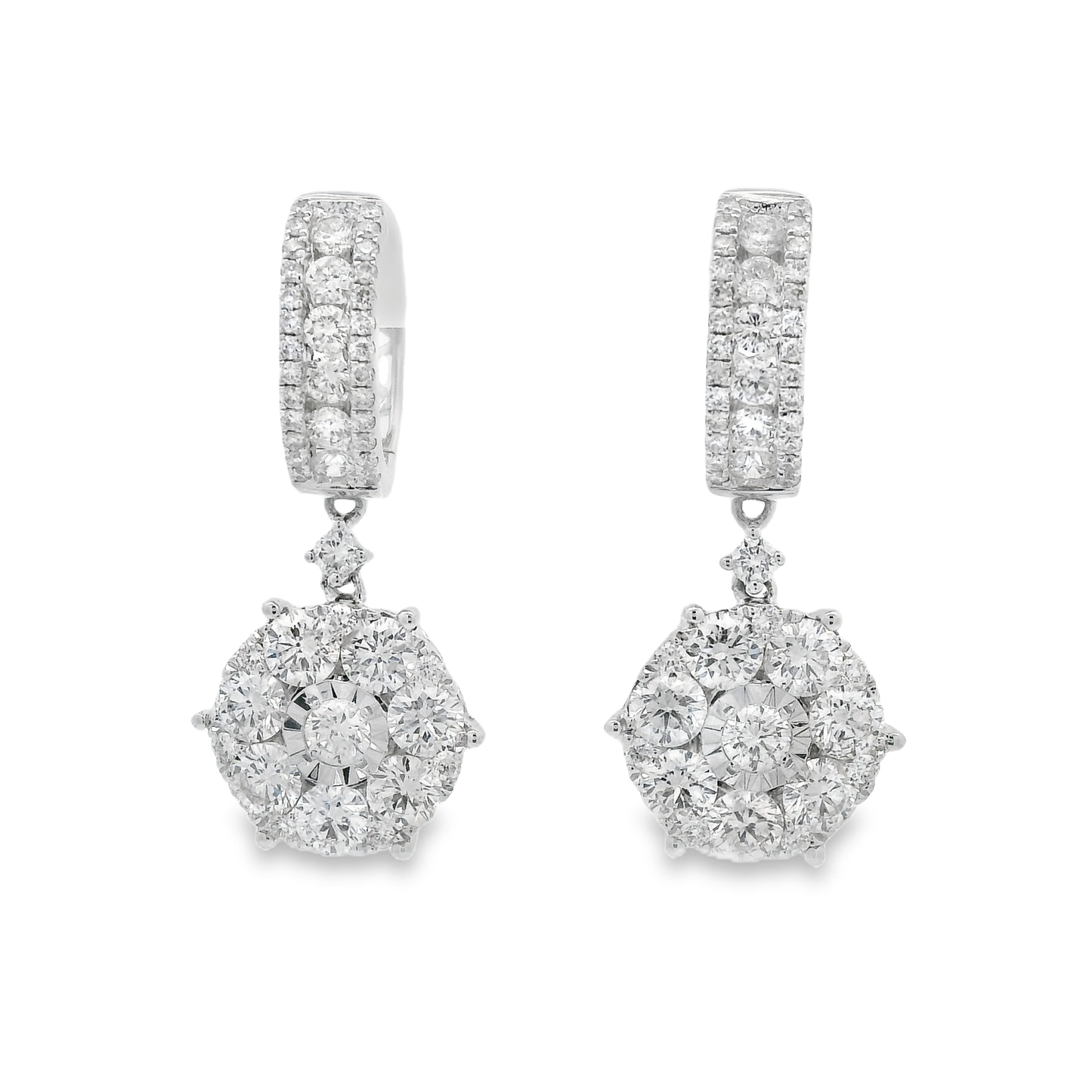 2.63ct Diamond Drop Earrings in 14K White Gold