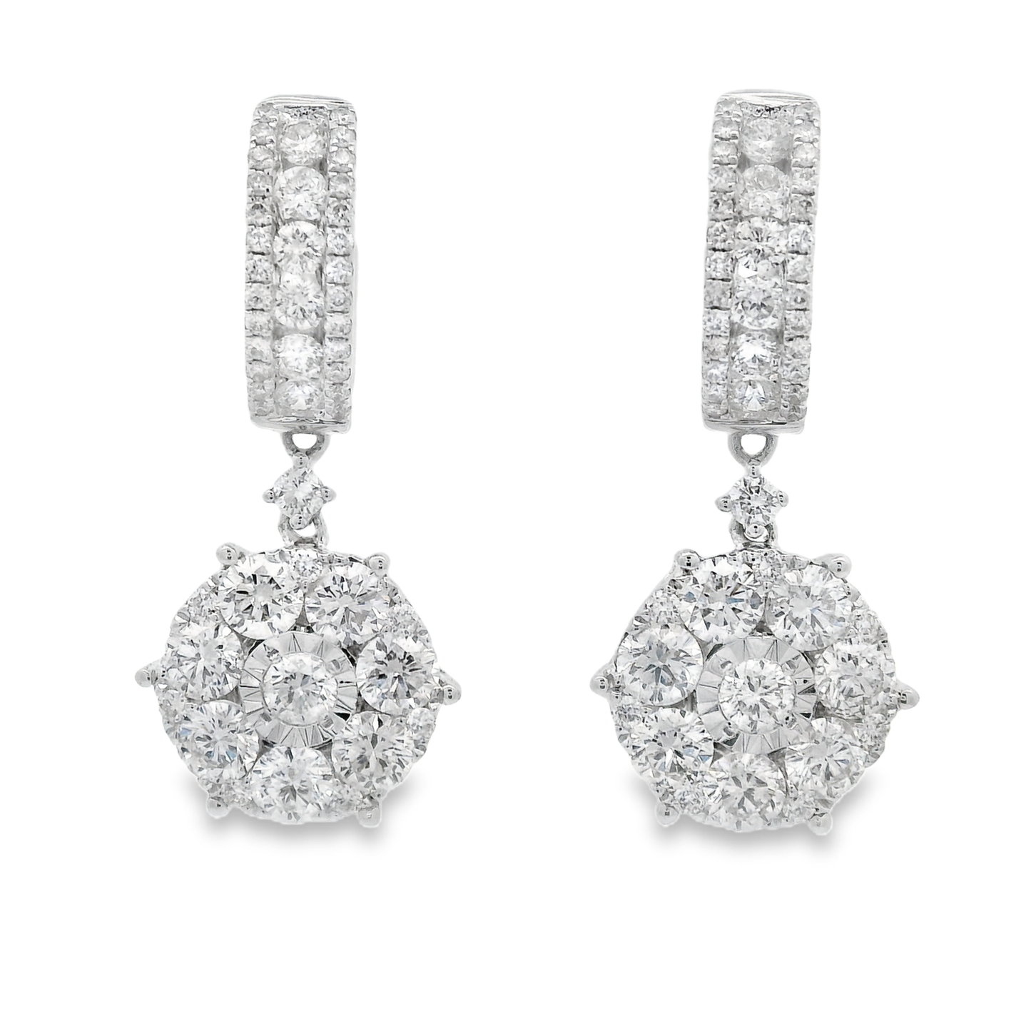 2.63ct Diamond Drop Earrings in 14K White Gold