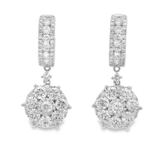 2.63ct Diamond Drop Earrings in 14K White Gold