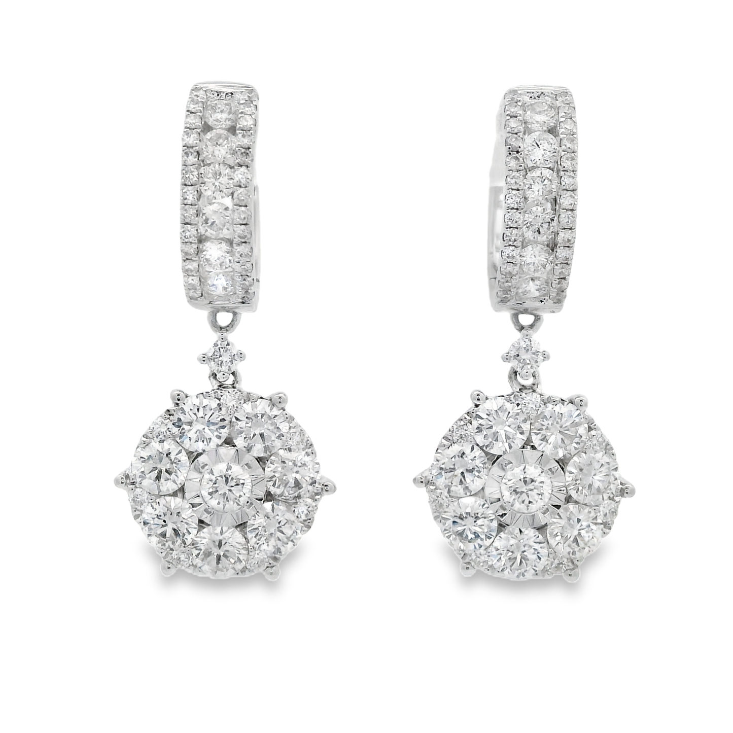 2.63ct Diamond Drop Earrings in 14K White Gold