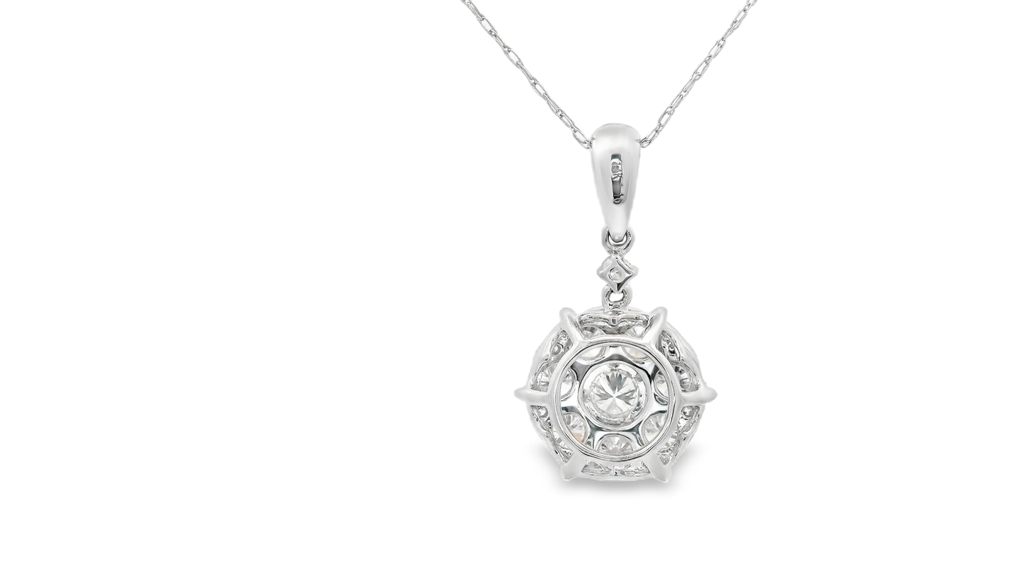 1.16ct Cluster Diamond Pendant in 14K White Gold