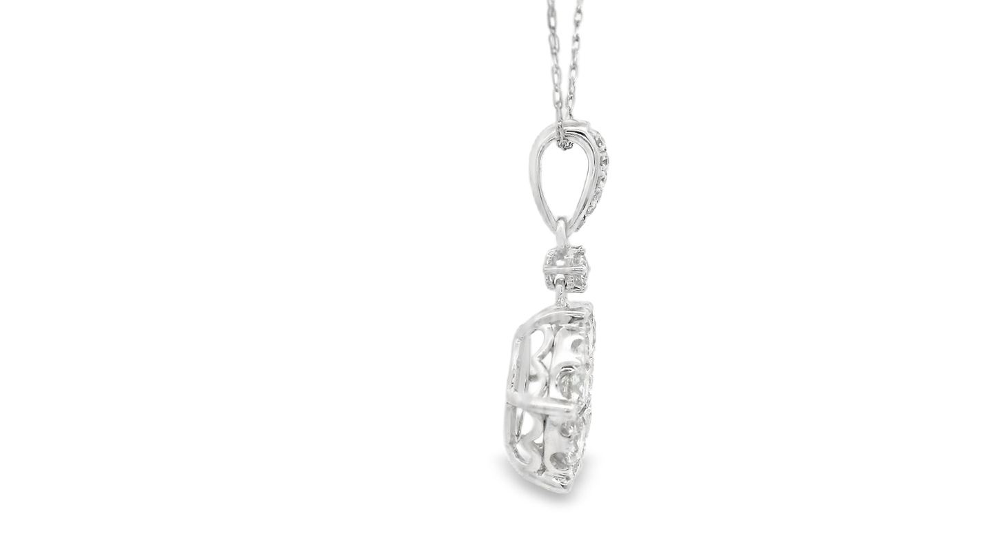 1.16ct Cluster Diamond Pendant in 14K White Gold