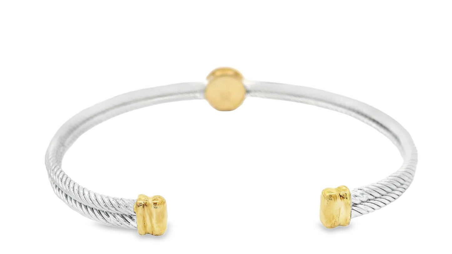 925+18K Silver and Gold Bangle Bracelet (0.05 Carat)