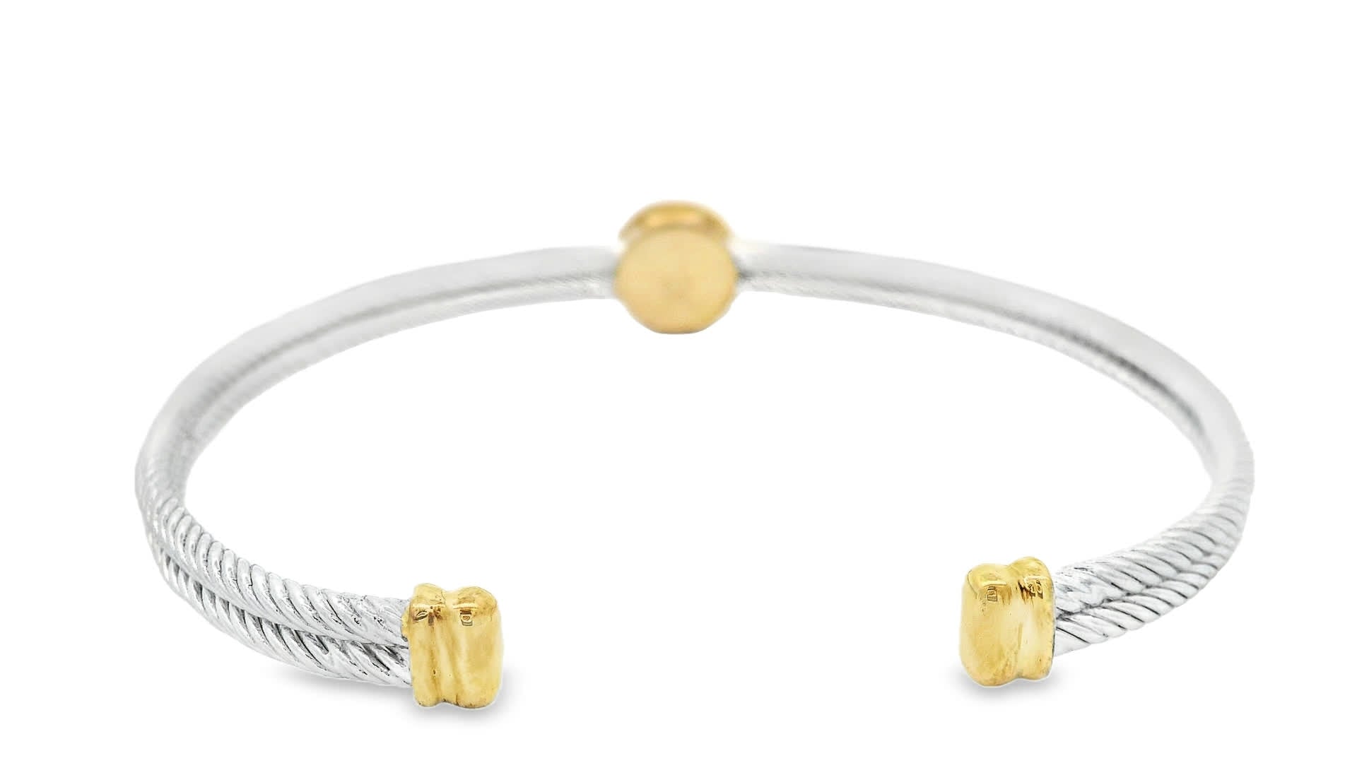 925+18K Silver and Gold Bangle Bracelet (0.05 Carat)