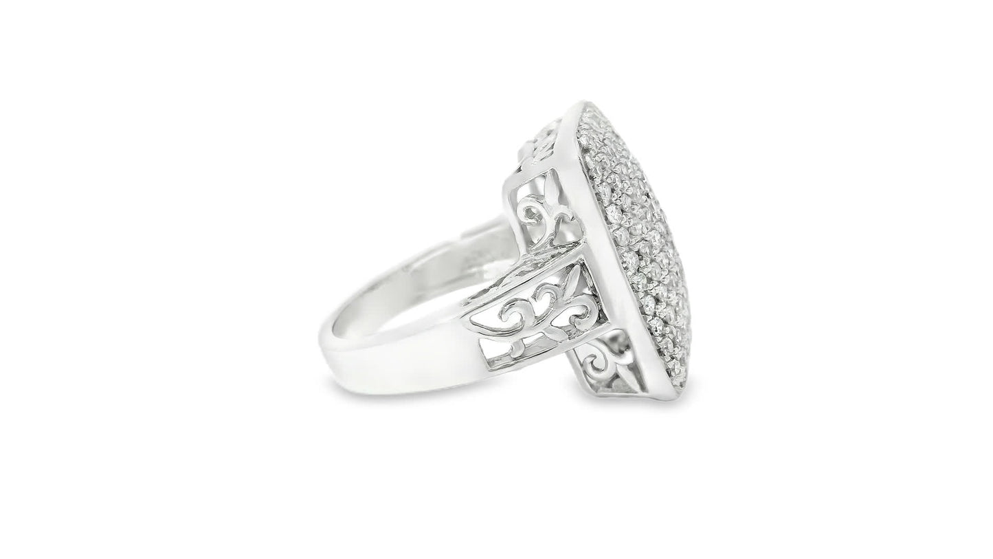 1.00 Carat Round Diamonds in 14K White Gold Wedding Anniversary Ring