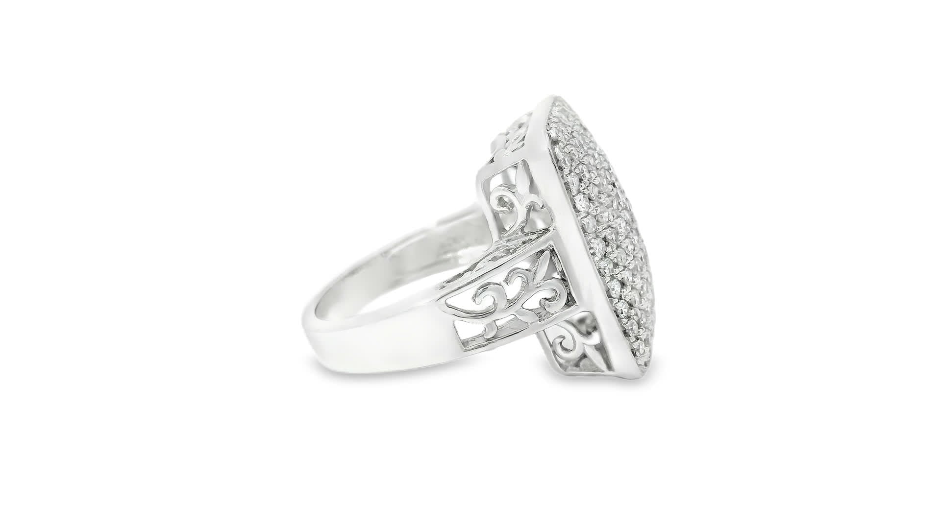 1.00 Carat Round Diamonds in 14K White Gold Wedding Anniversary Ring
