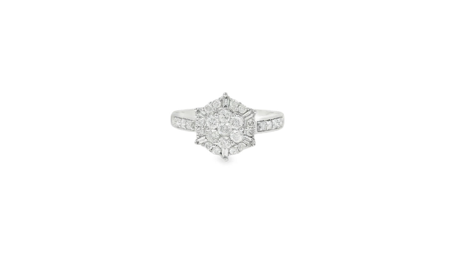 Diamond Halo Cluster Ring (0.75 Carat) in 14K Gold 2 Colors