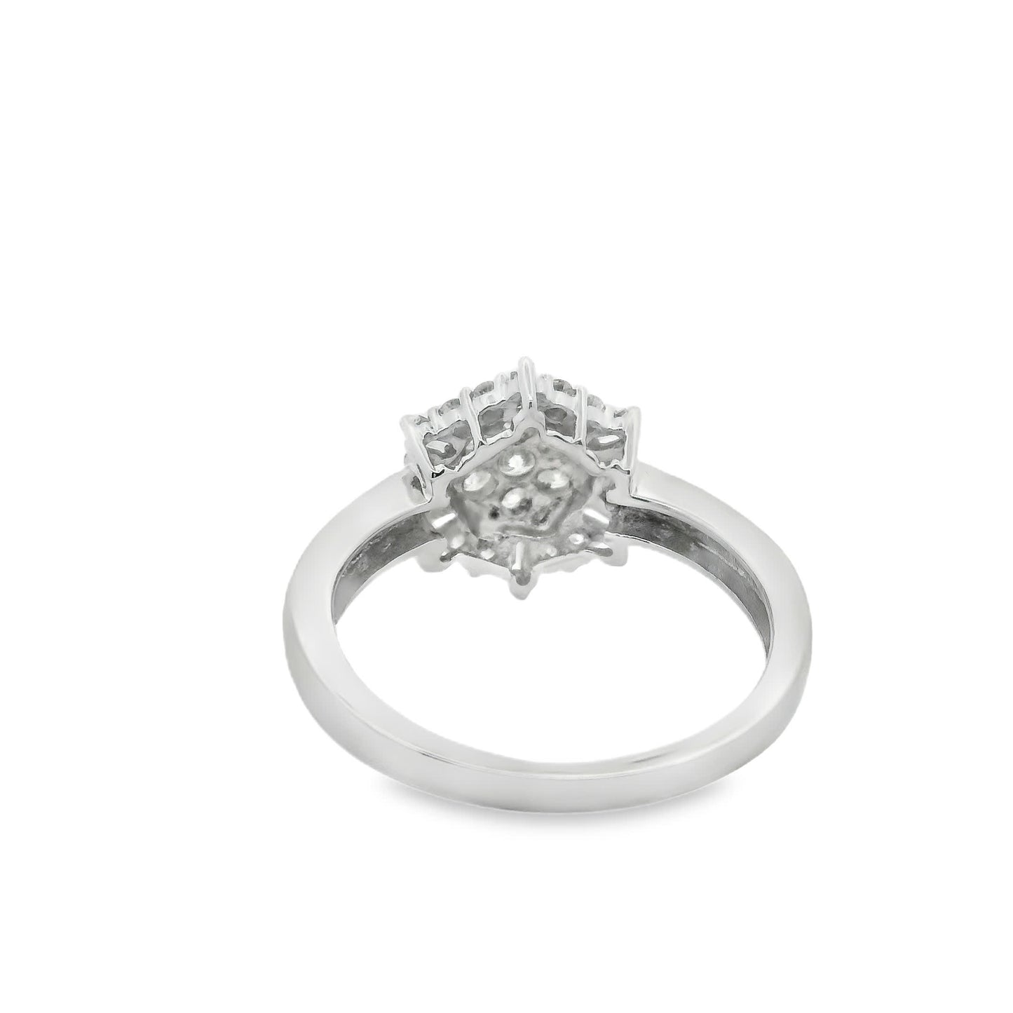 Diamond Halo Cluster Ring (0.75 Carat) in 14K Gold 2 Colors