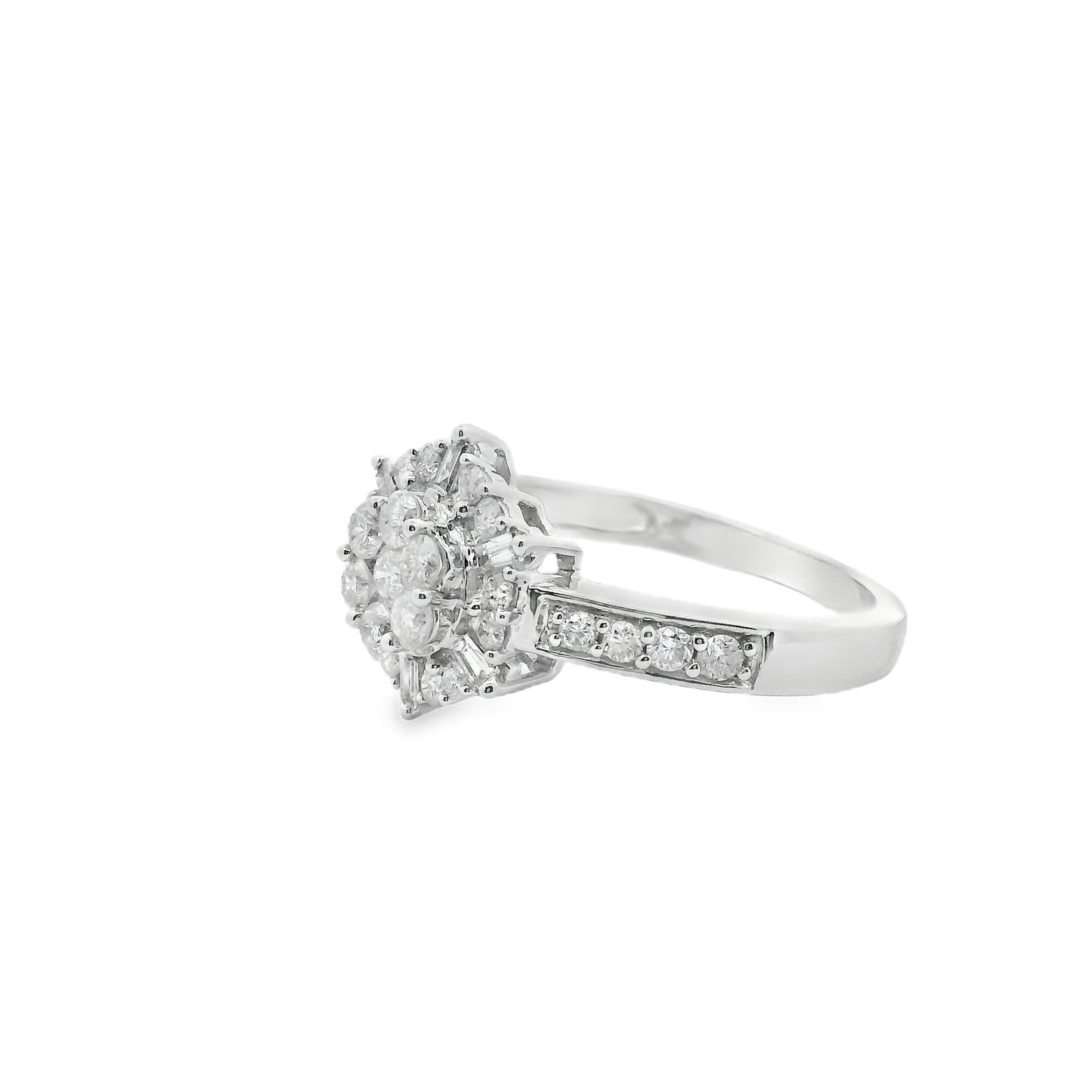 Diamond Halo Cluster Ring (0.75 Carat) in 14K Gold 2 Colors