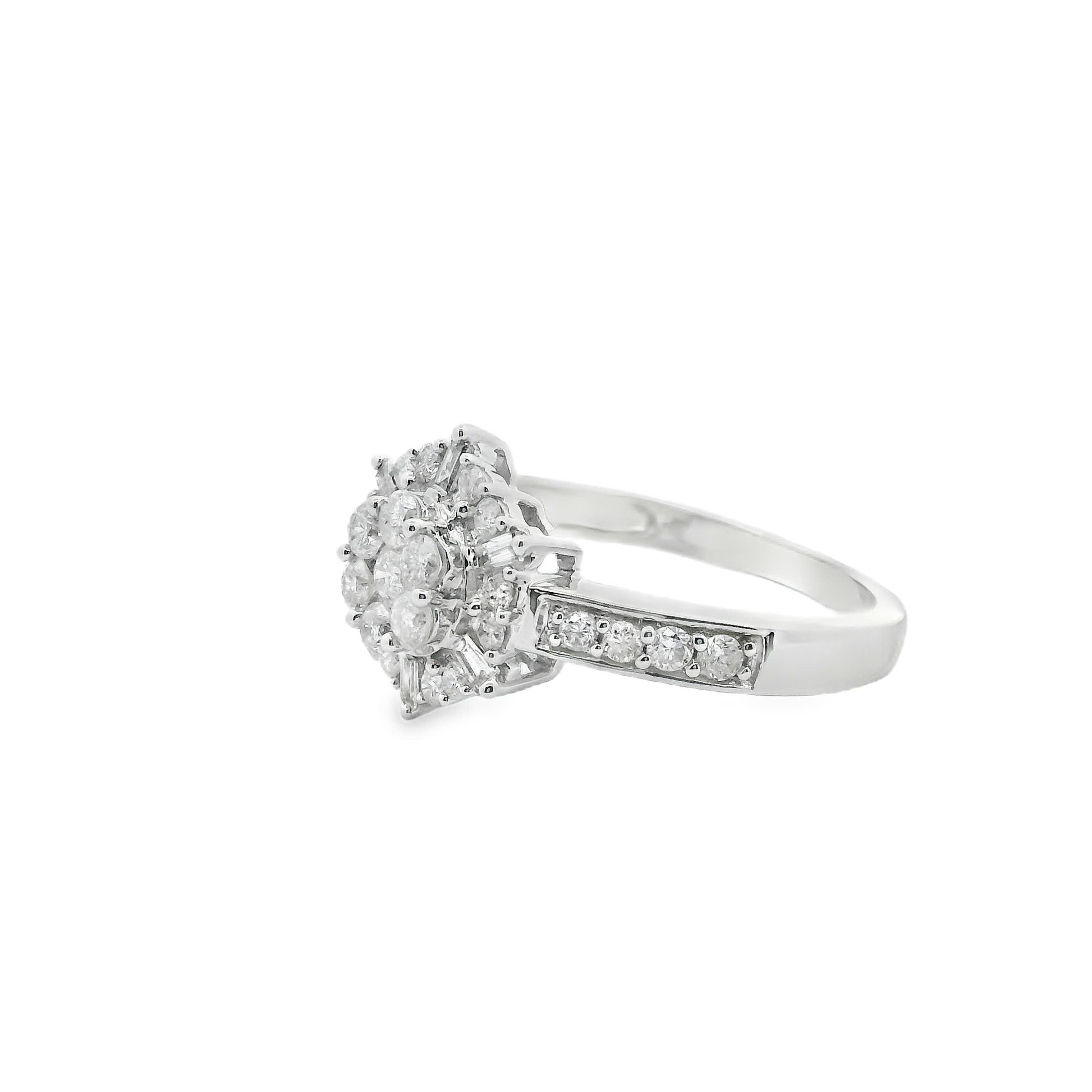 Diamond Halo Cluster Ring (0.75 Carat) in 14K Gold 2 Colors