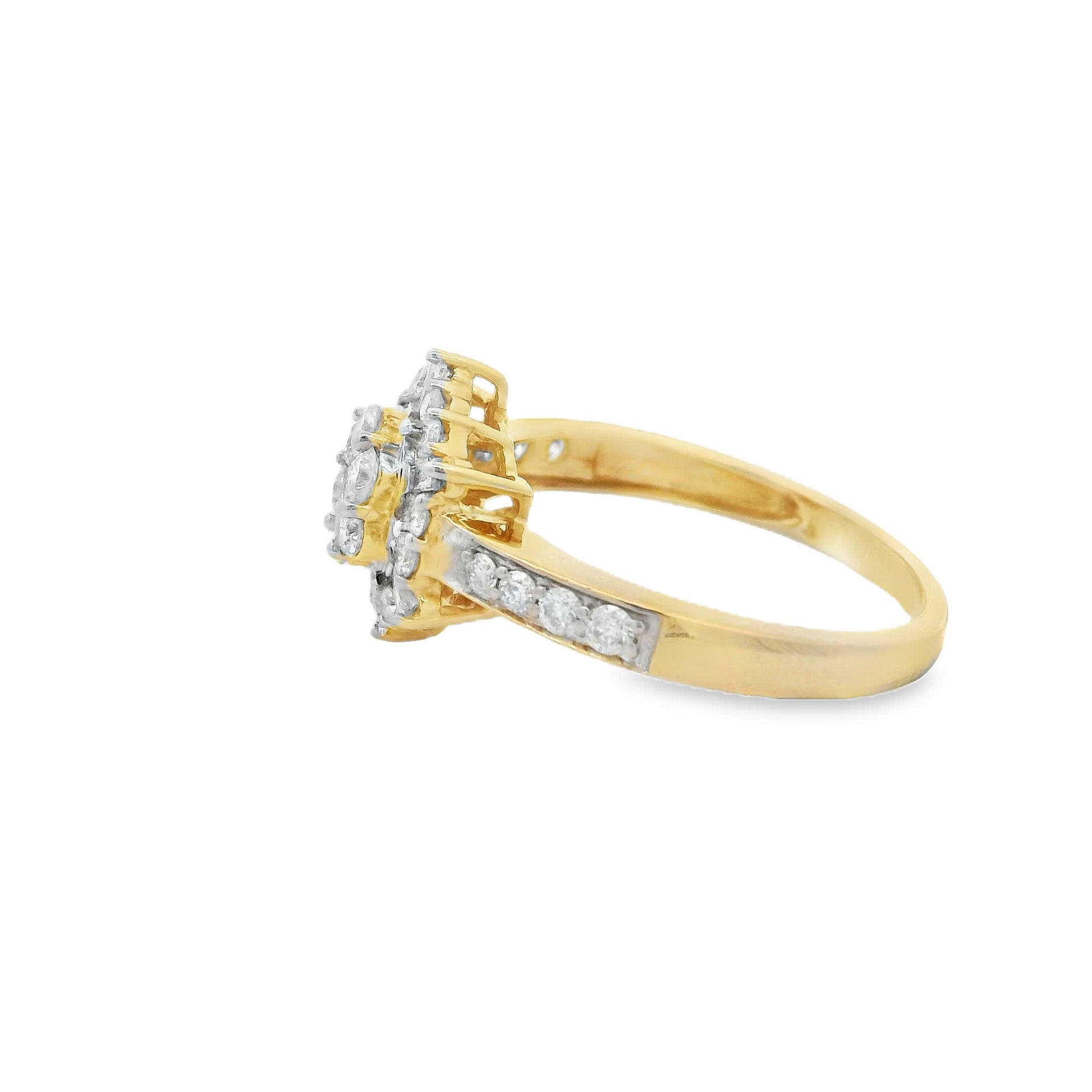 Diamond Halo Cluster Ring (0.75 Carat) in 14K Gold 2 Colors