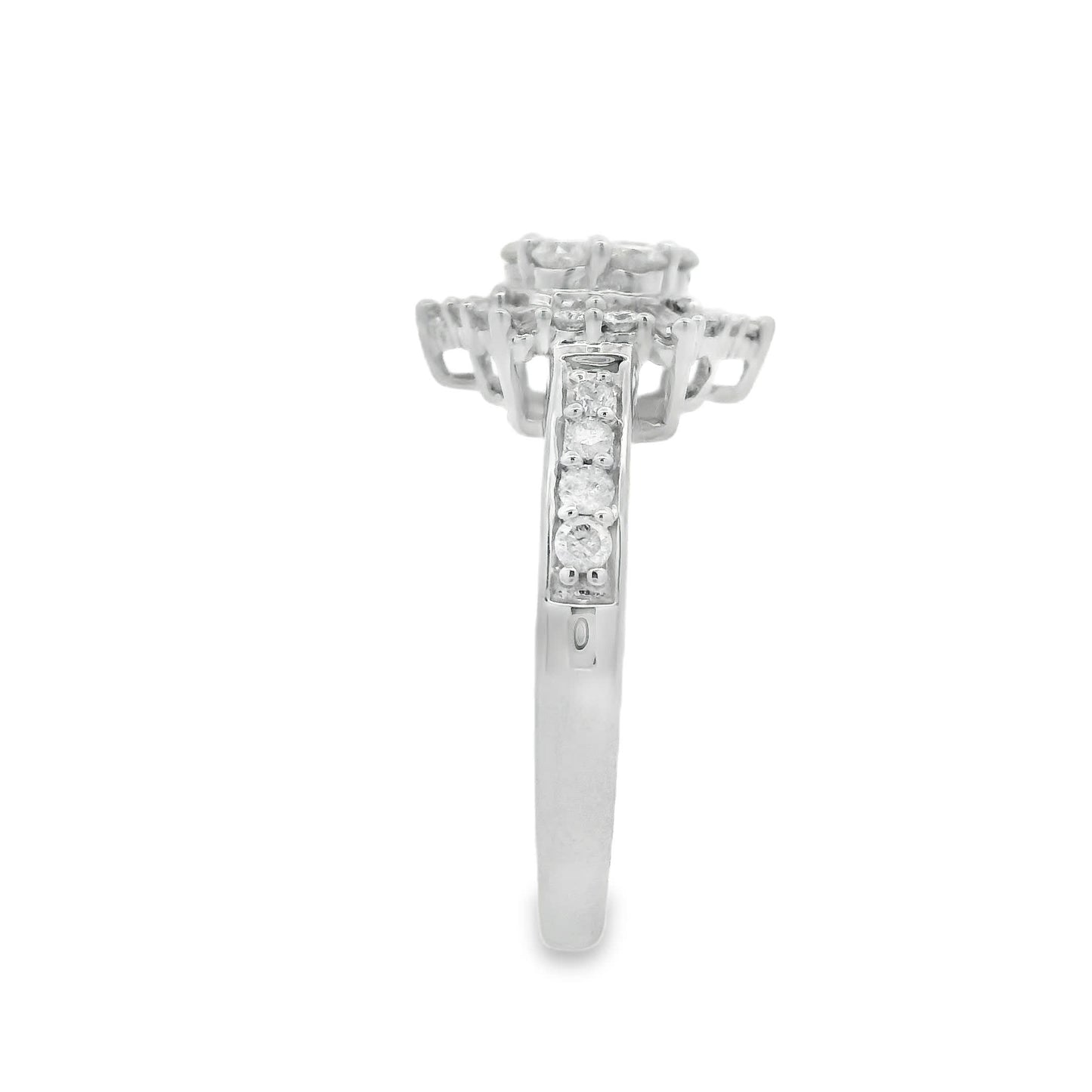 Diamond Halo Cluster Ring (0.75 Carat) in 14K Gold 2 Colors