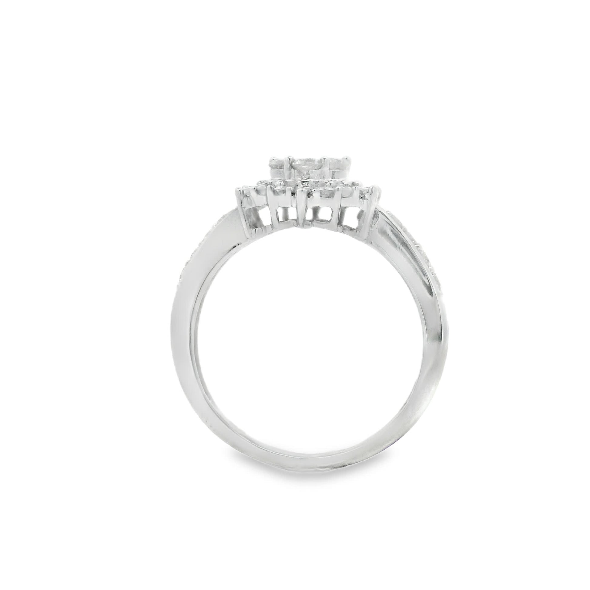 Diamond Halo Cluster Ring (0.75 Carat) in 14K Gold 2 Colors