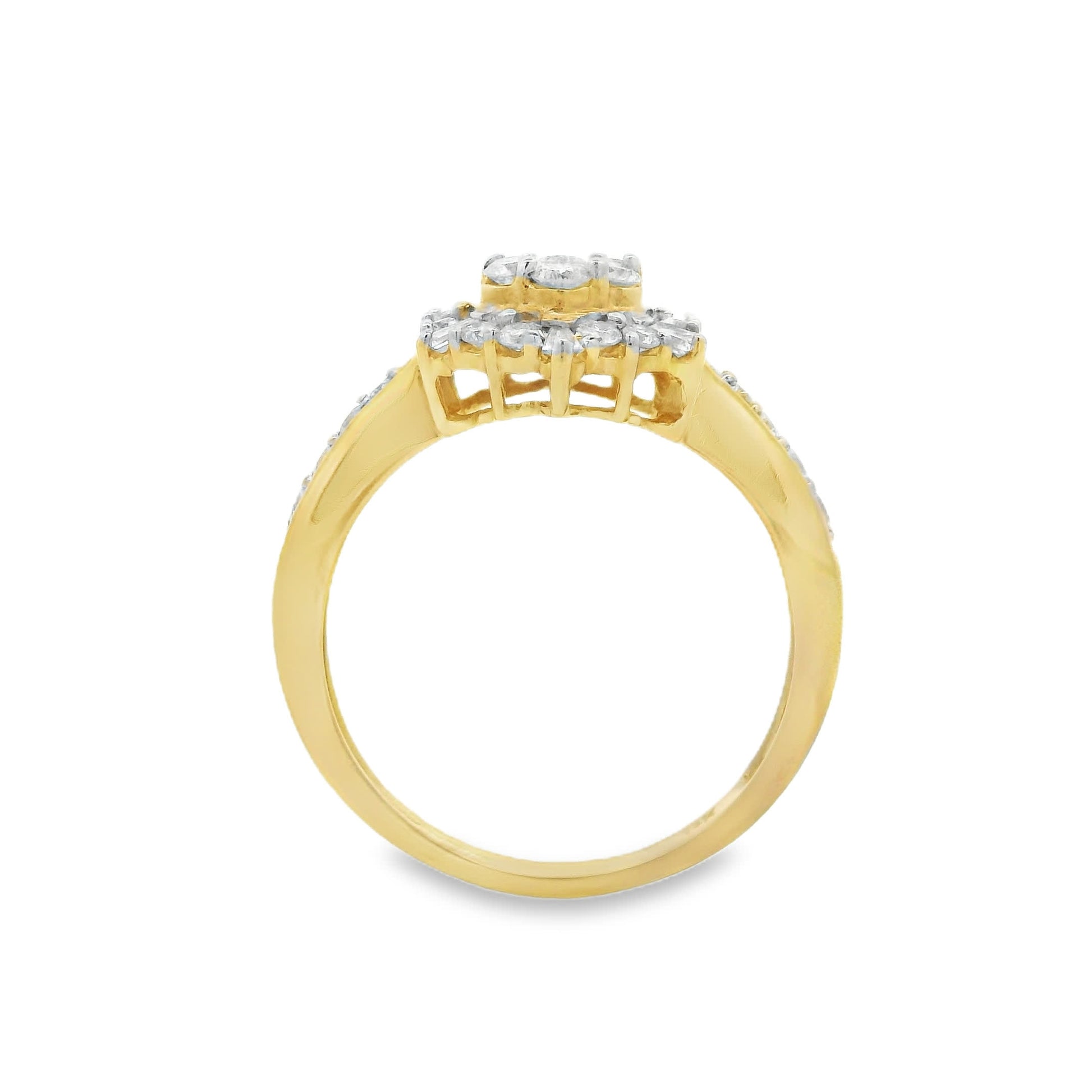 Diamond Halo Cluster Ring (0.75 Carat) in 14K Gold 2 Colors