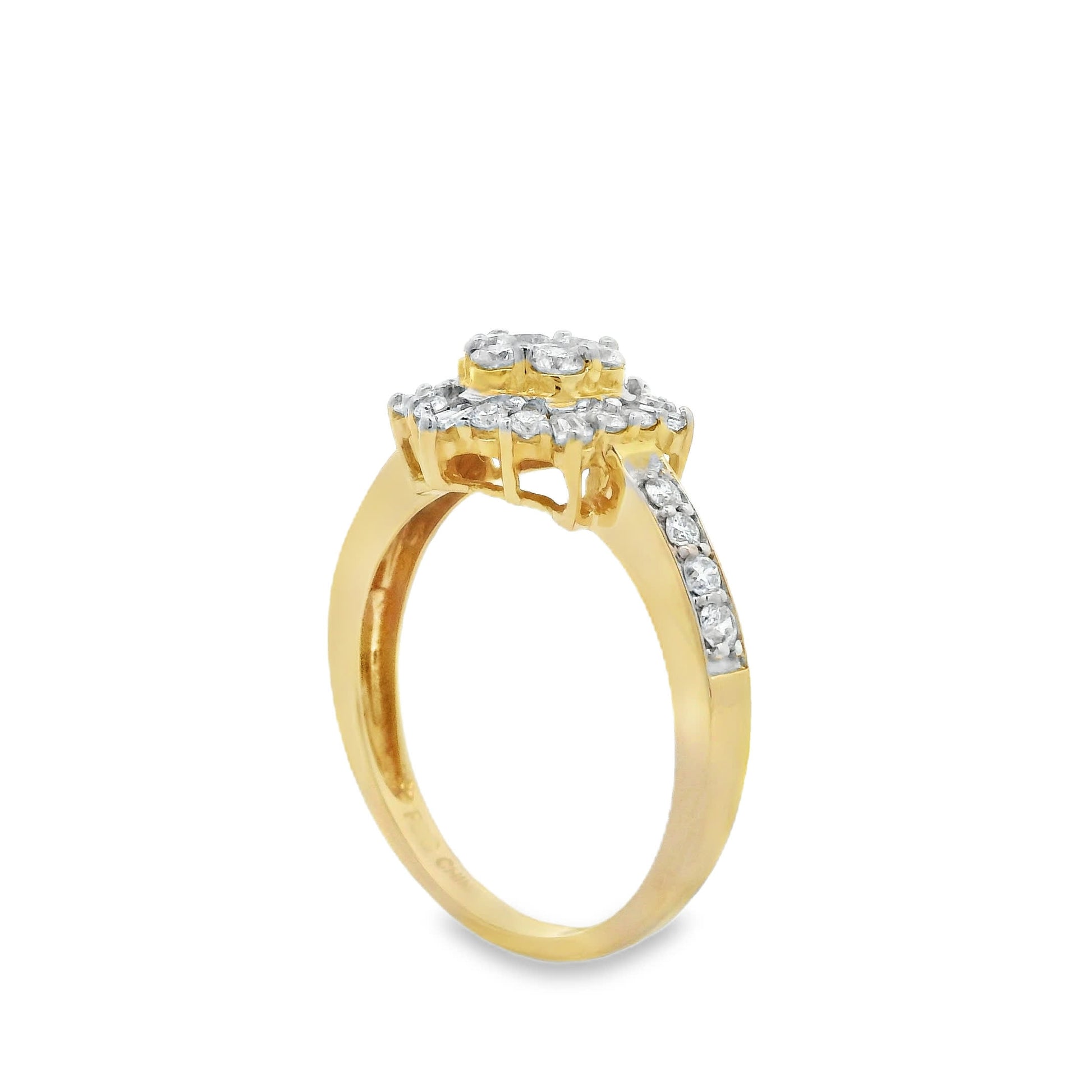 Diamond Halo Cluster Ring (0.75 Carat) in 14K Gold 2 Colors