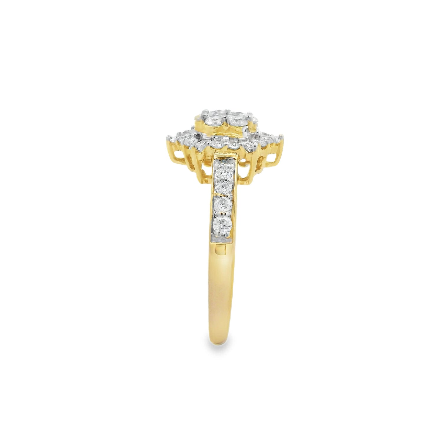 Diamond Halo Cluster Ring (0.75 Carat) in 14K Gold 2 Colors