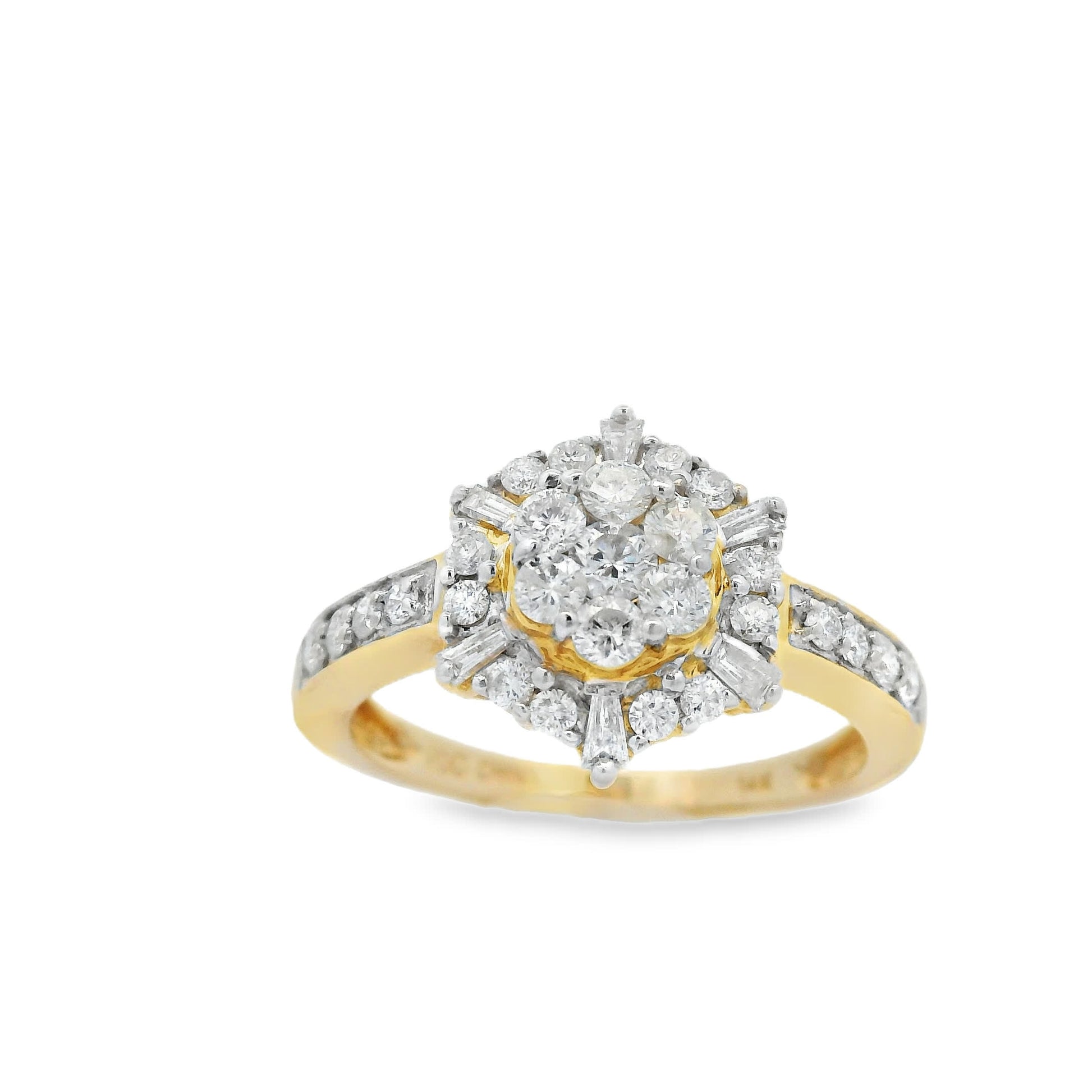 Diamond Halo Cluster Ring (0.75 Carat) in 14K Gold 2 Colors